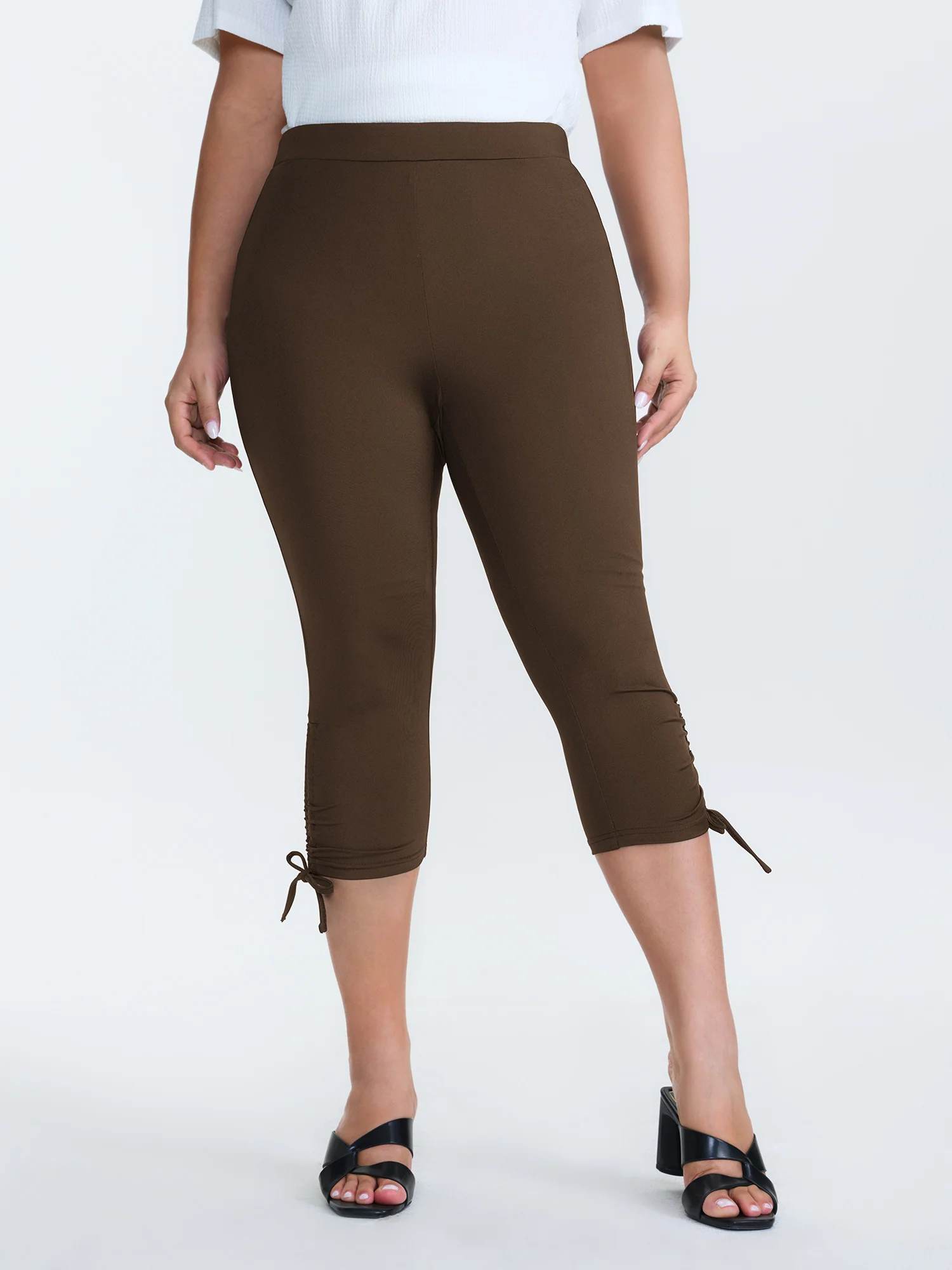 Stretchy Hem Ties Capri Jogger Leggings - Image 9