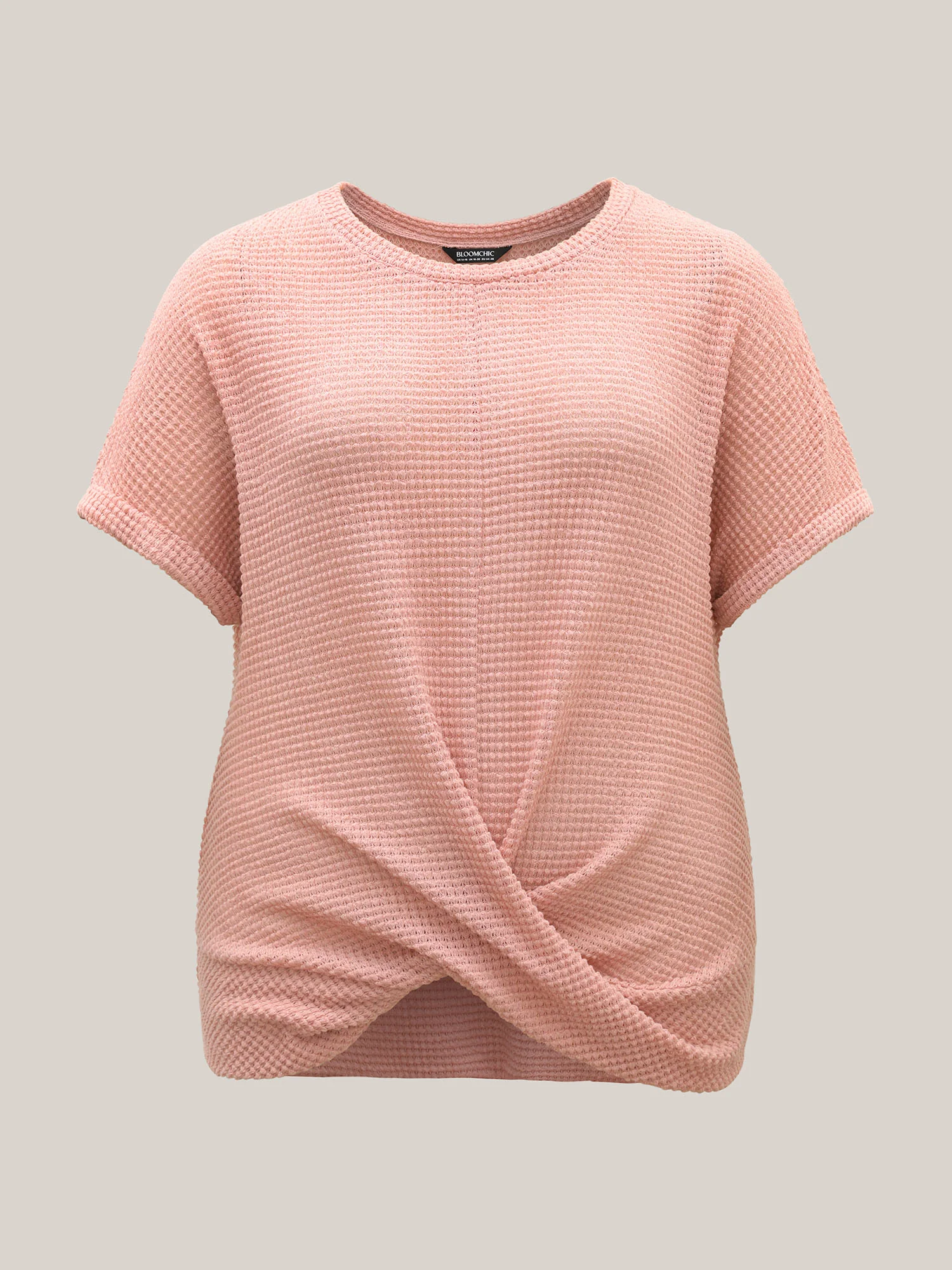 Stretchy Hem Twist Textured Plain T-Shirt - Image 7