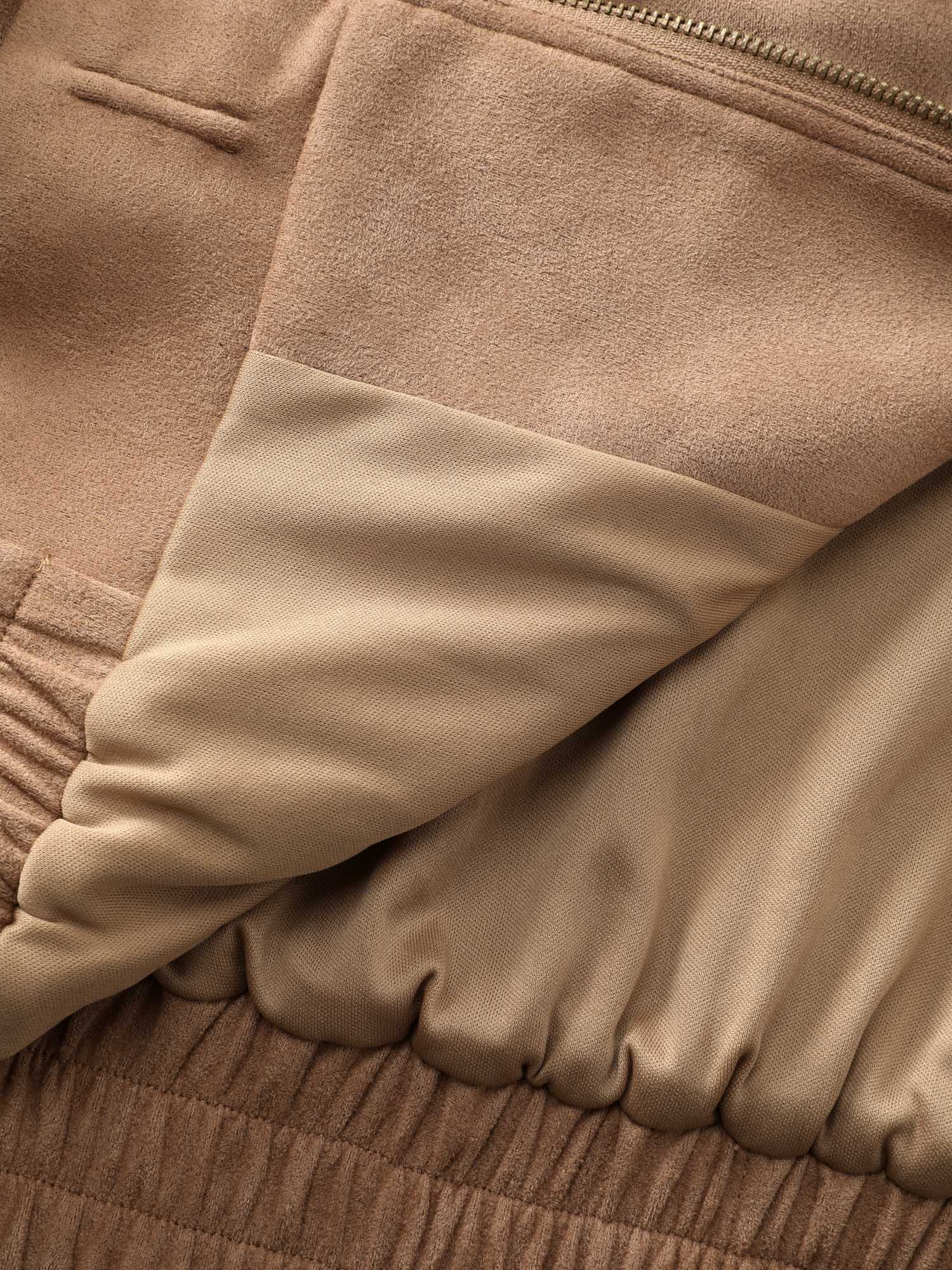 Stretchy Hem Zipper Solid Jacket - Image 6