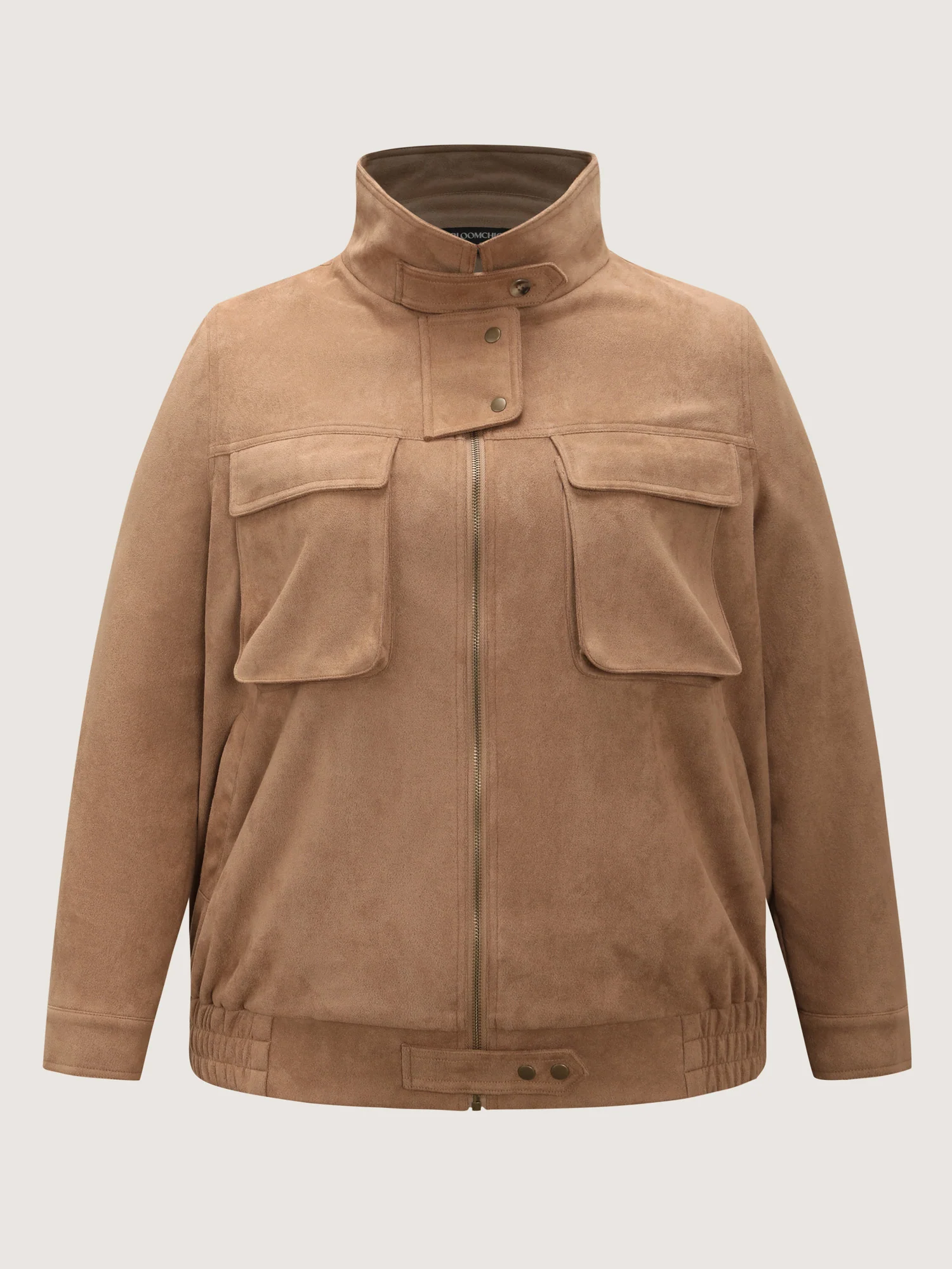 Stretchy Hem Zipper Solid Jacket - Image 7