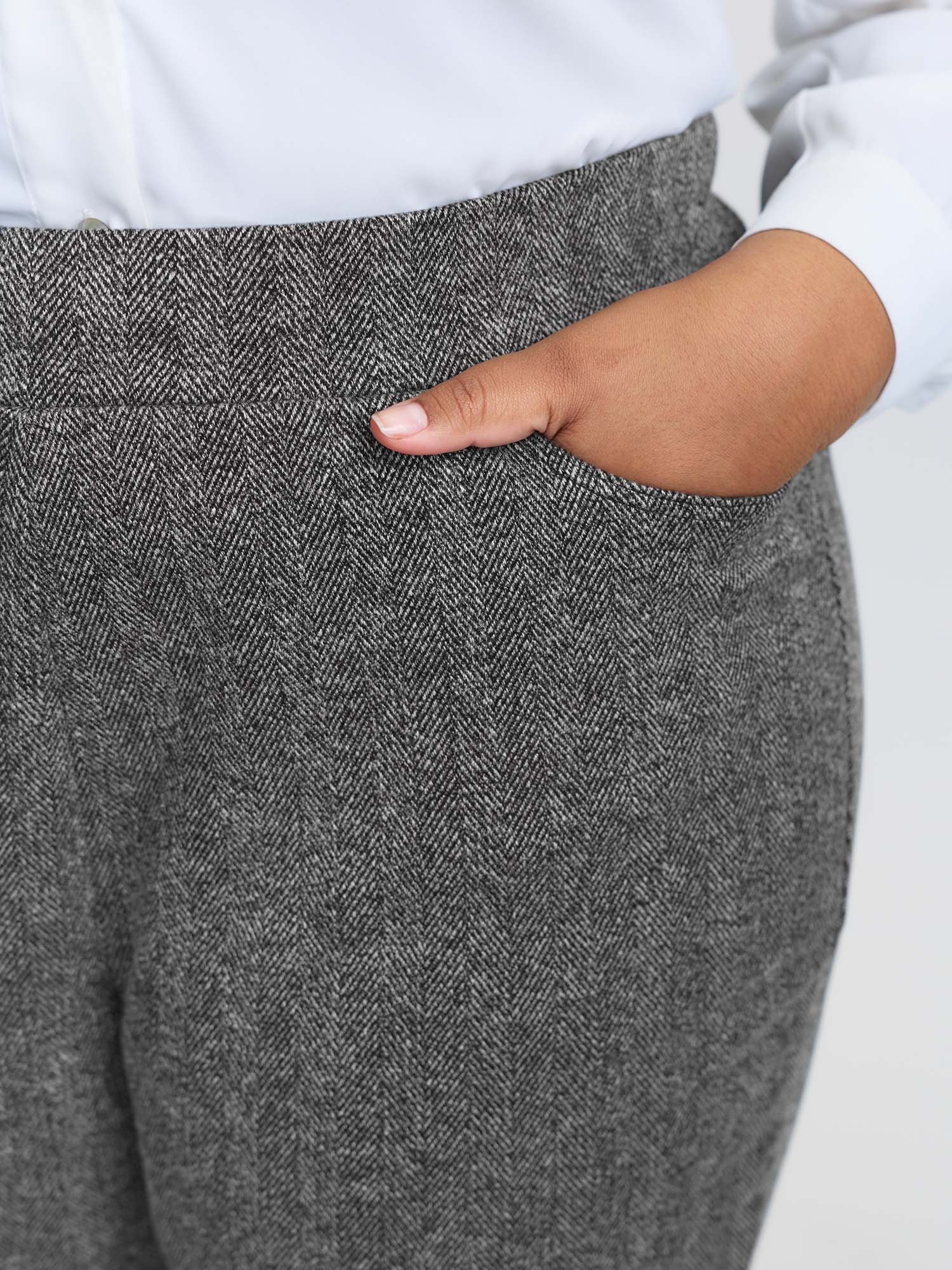 Stretchy Herringbone Pull-On Pants - Image 3