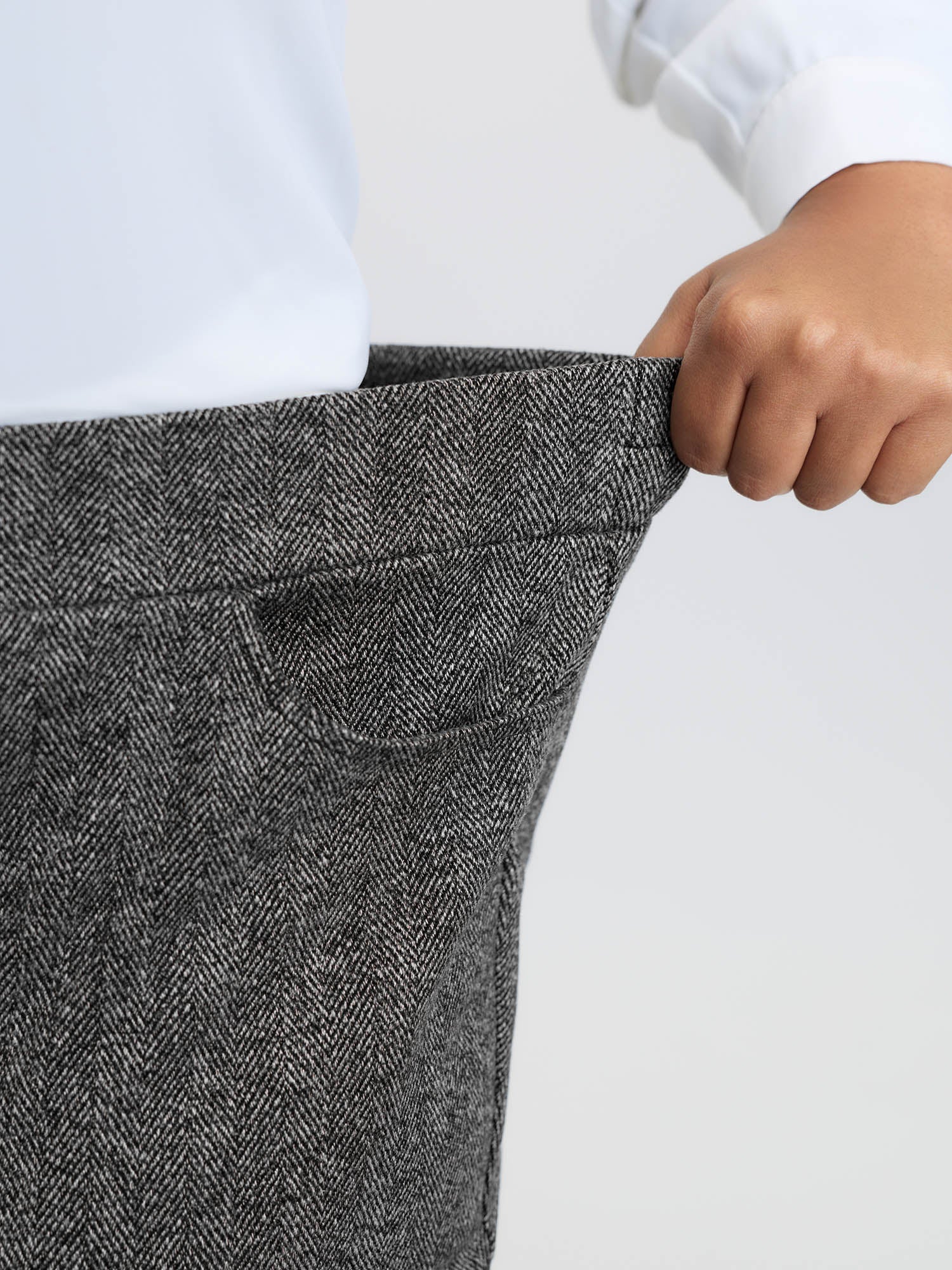 Stretchy Herringbone Pull-On Pants - Image 4