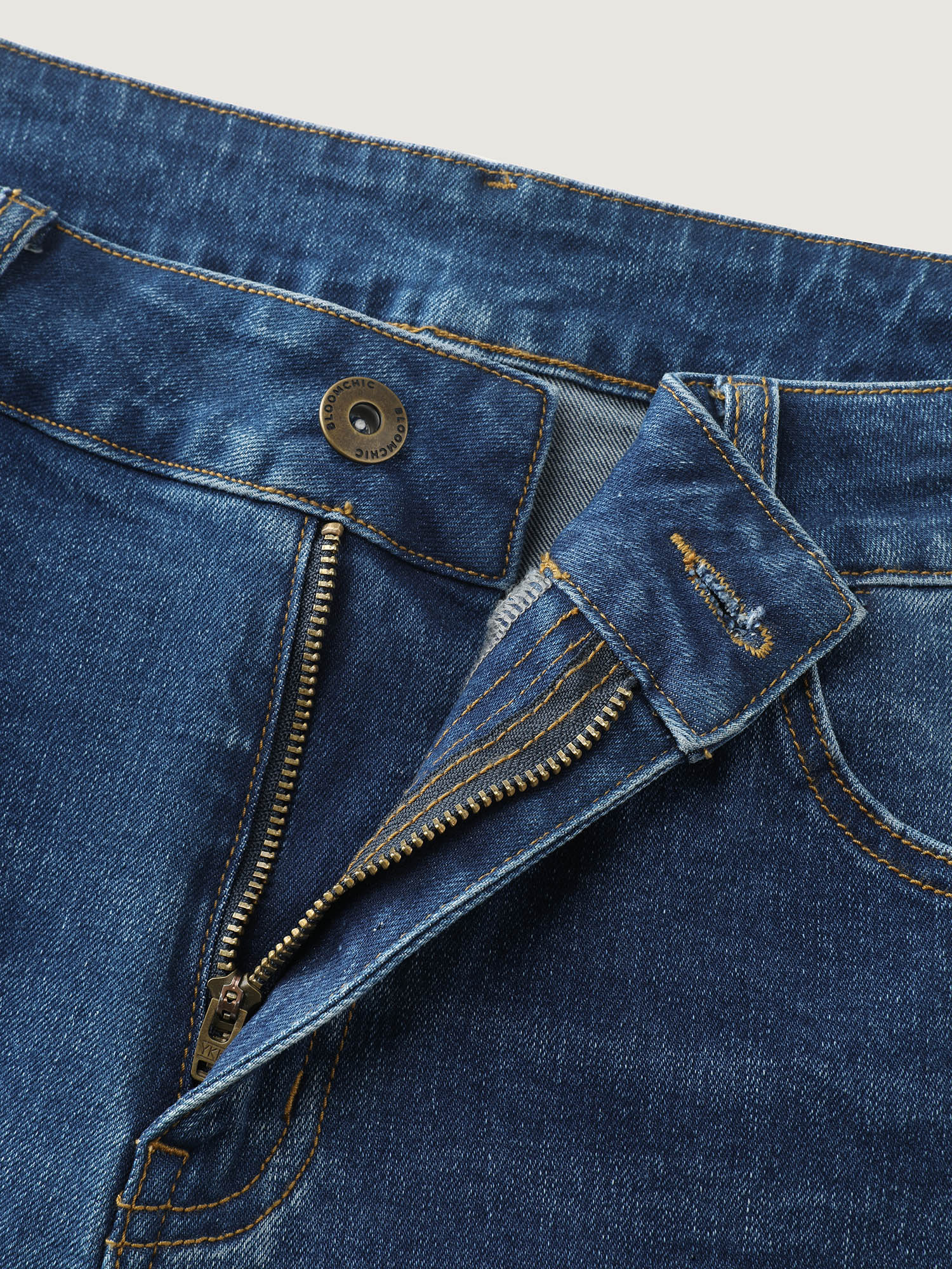 Stretchy High Rise Folded Hem Jeans - Image 6