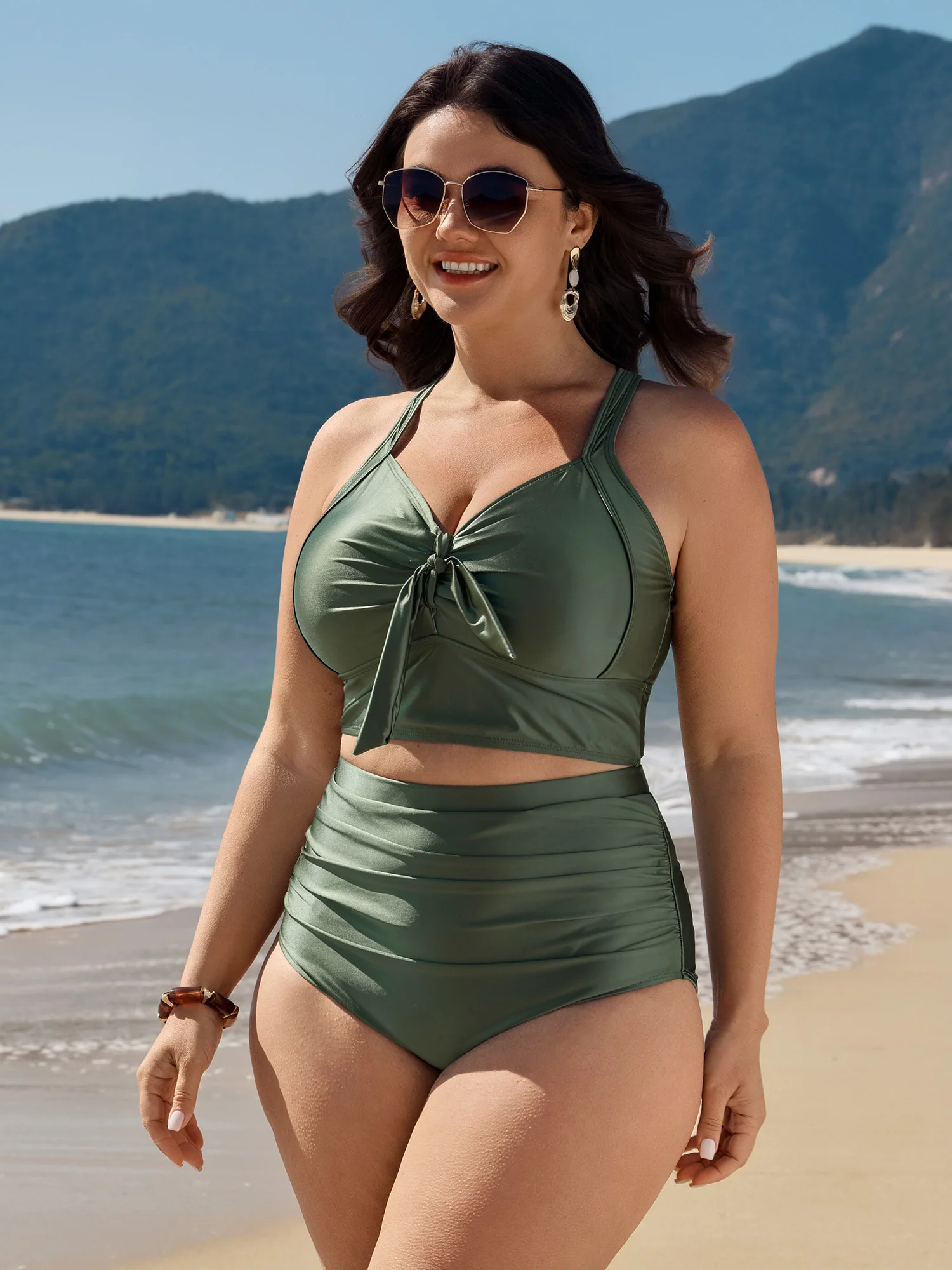 Stretchy High Waist Swim Bottoms - Image 2