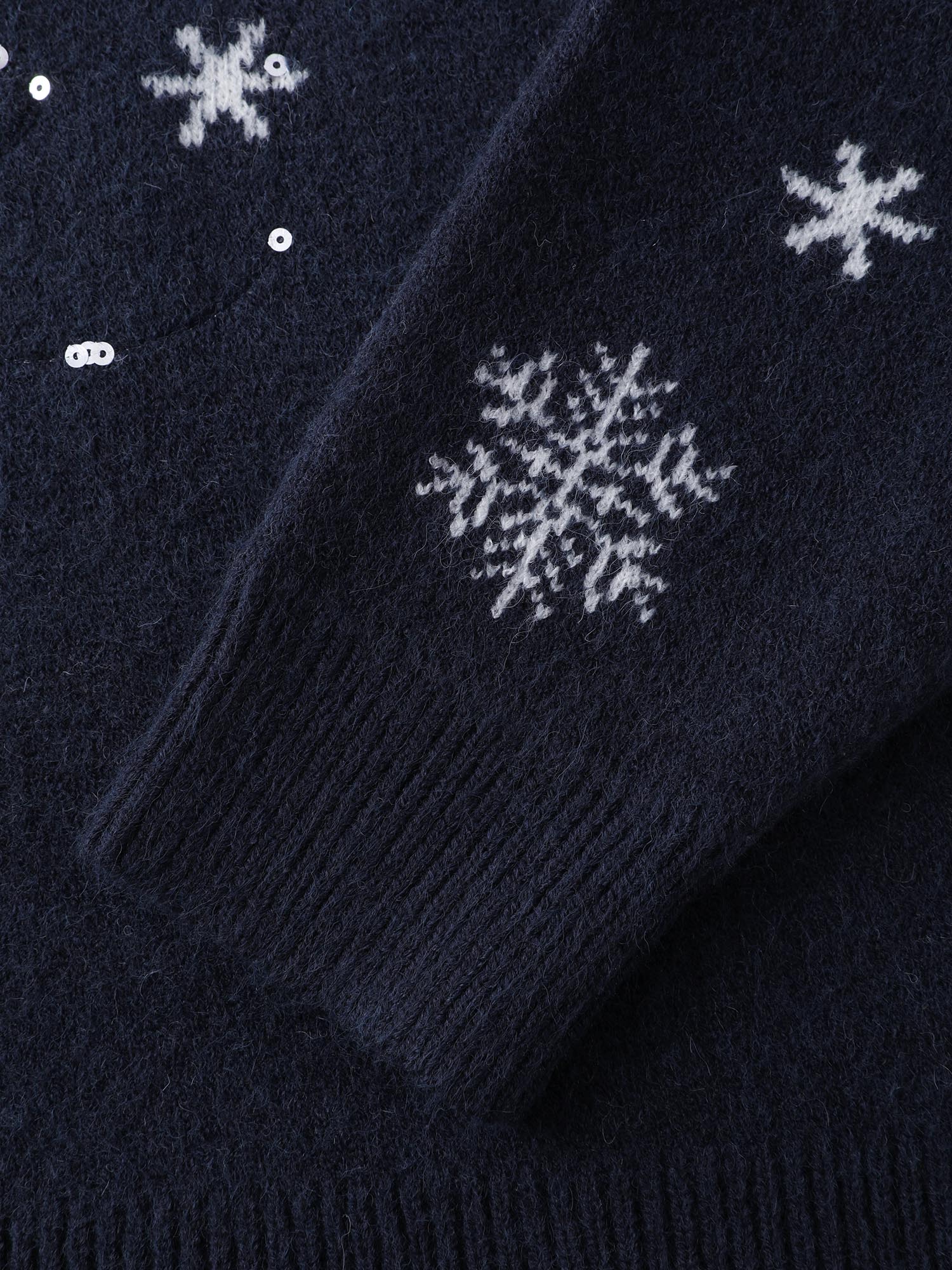 Stretchy Holiday Tree Sequin Embroidery Pullover - Image 6
