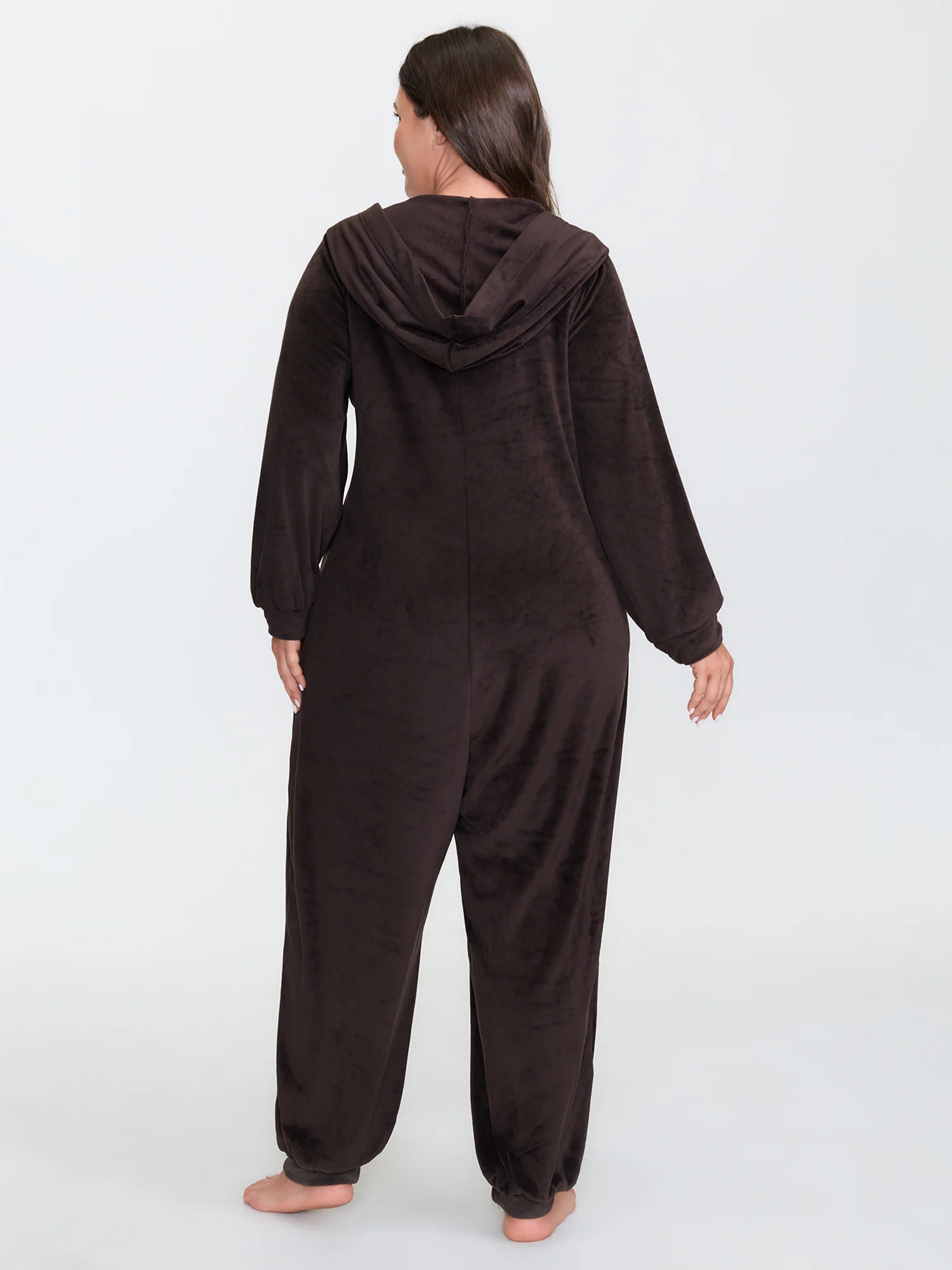 Stretchy Hooded Button Placket Pocket Pajama Onesie - Image 4