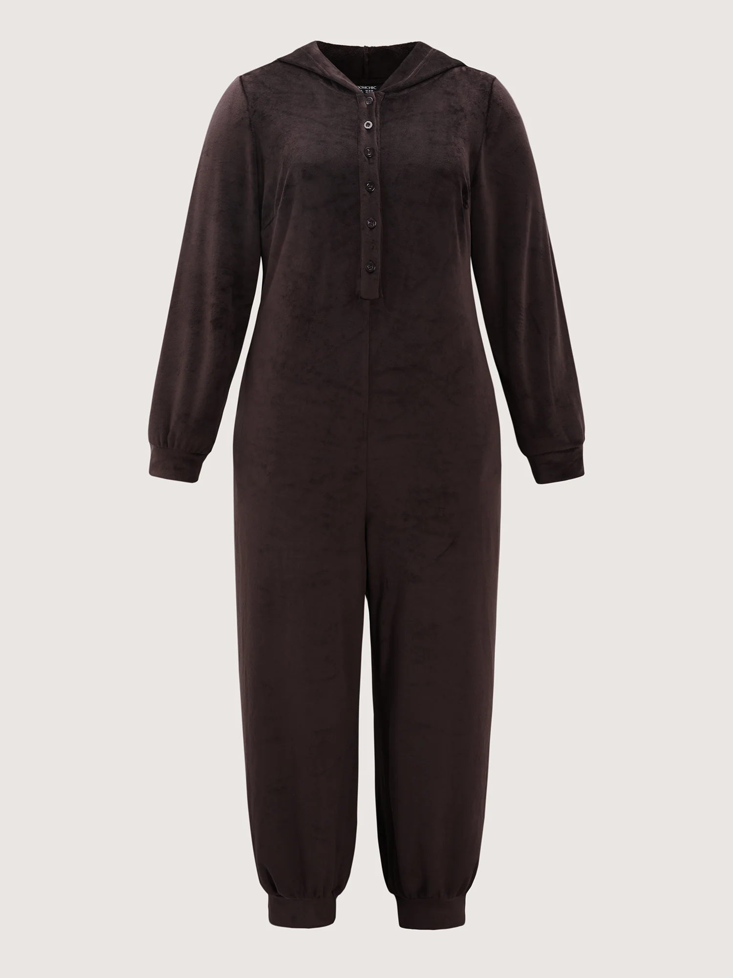 Stretchy Hooded Button Placket Pocket Pajama Onesie - Image 8