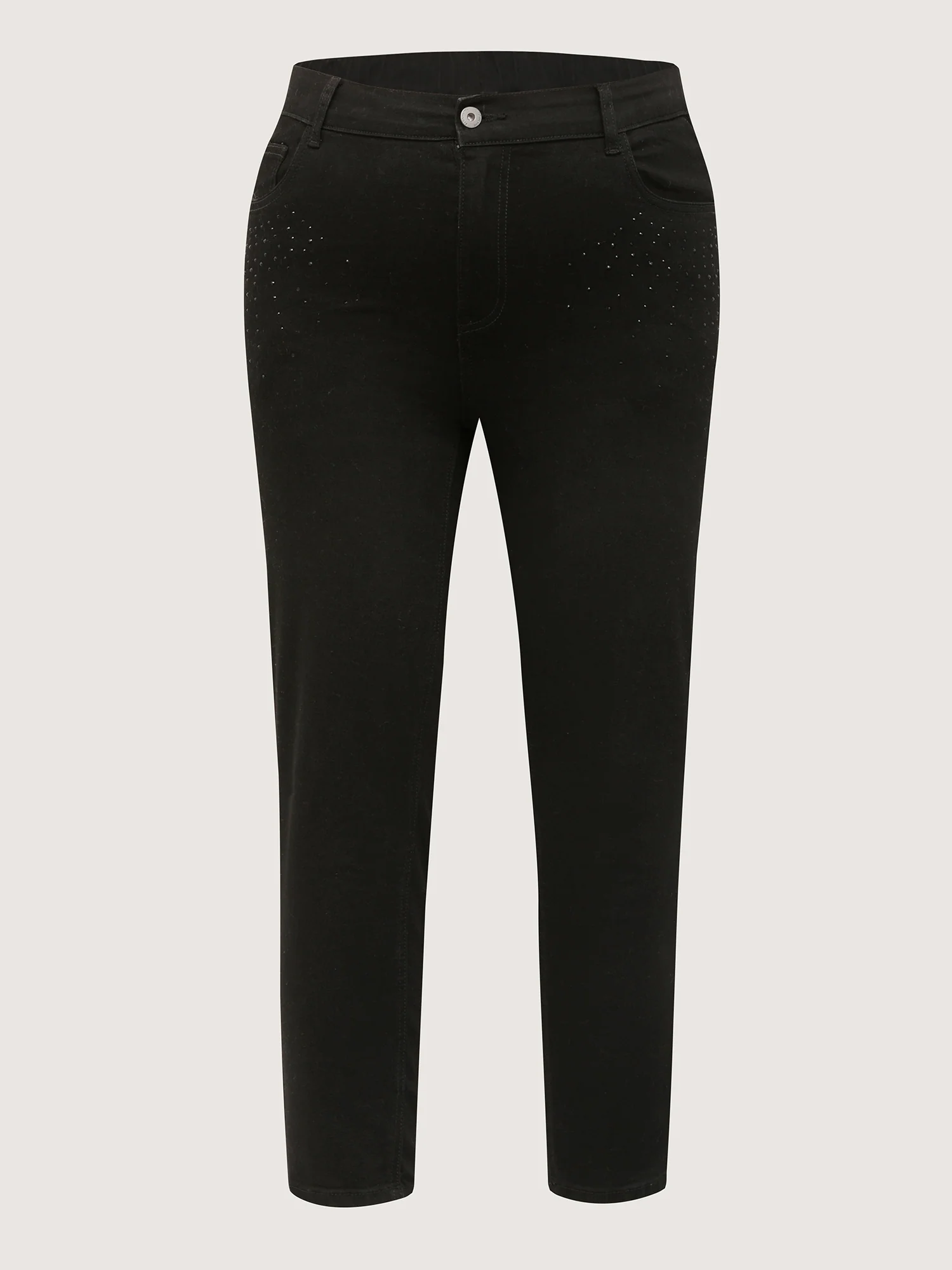 Stretchy Hot-Fixed Rhinestone Skinny-Fit Jeans - Image 8
