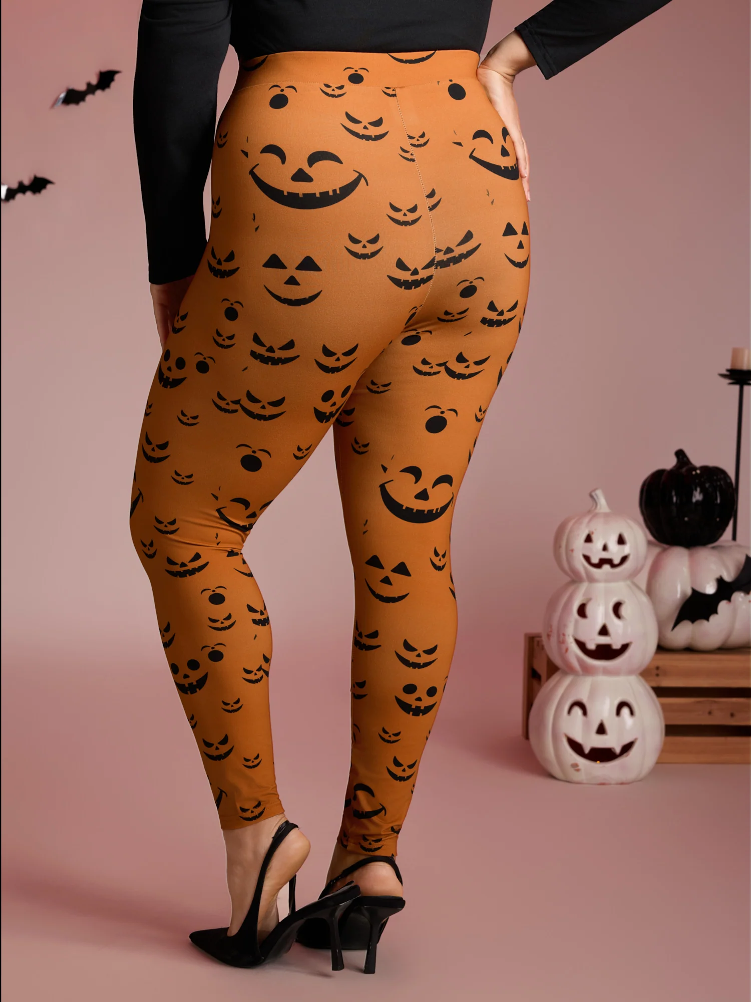 Stretchy Jack-o-Lantern Leggings - Image 11