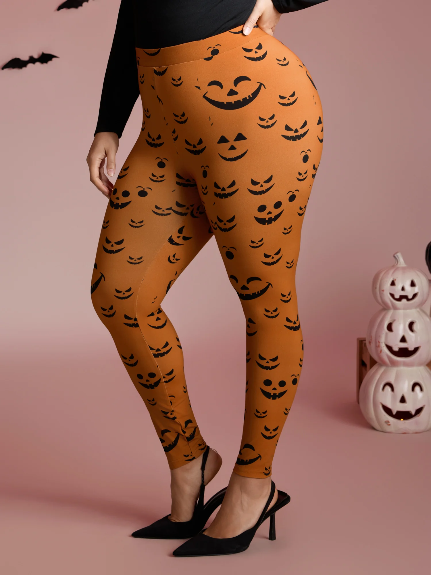 Stretchy Jack-o-Lantern Leggings - Image 8