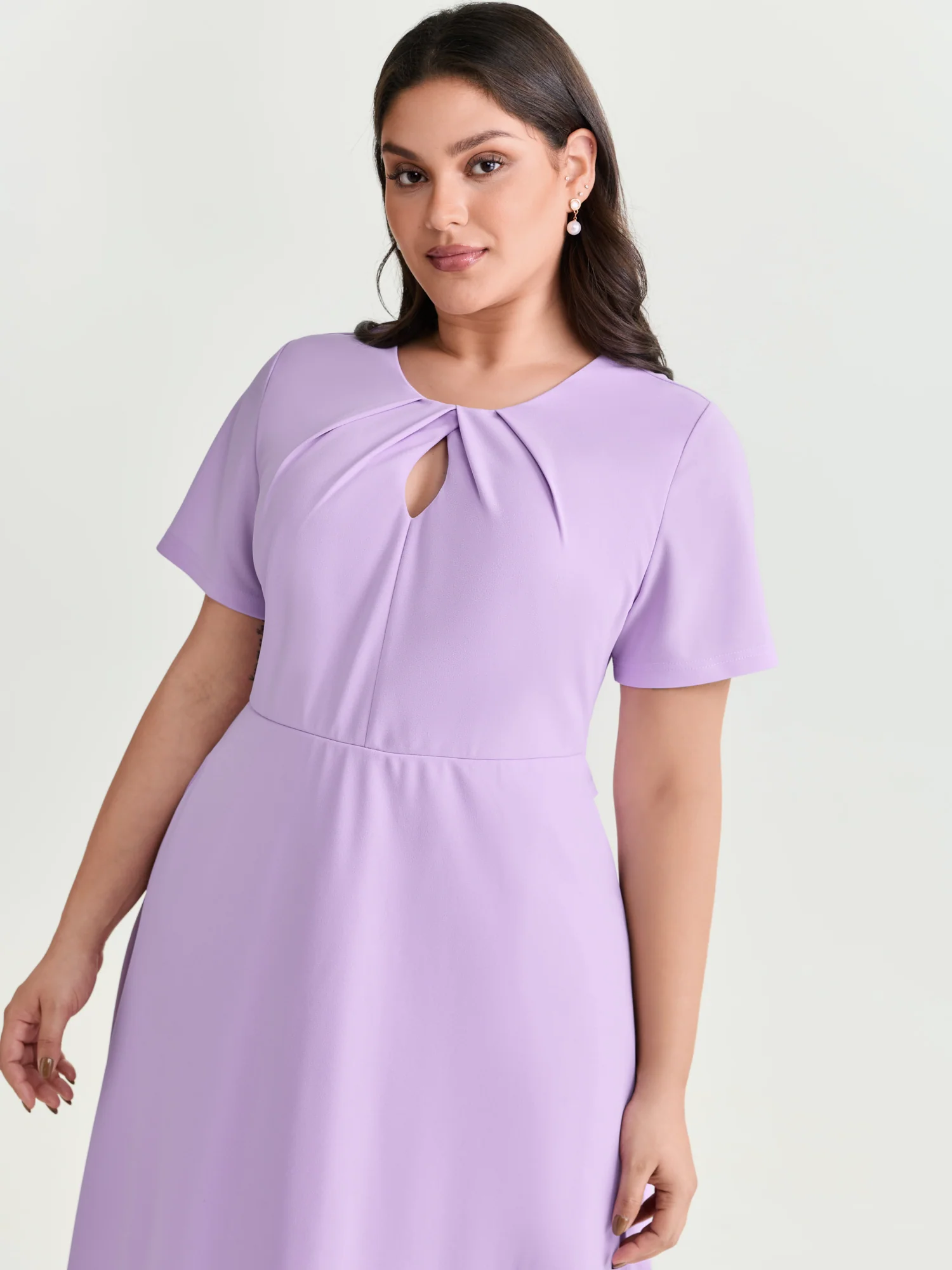 Stretchy Keyhole Neckline Fit And Flare Midi Dress - Image 2
