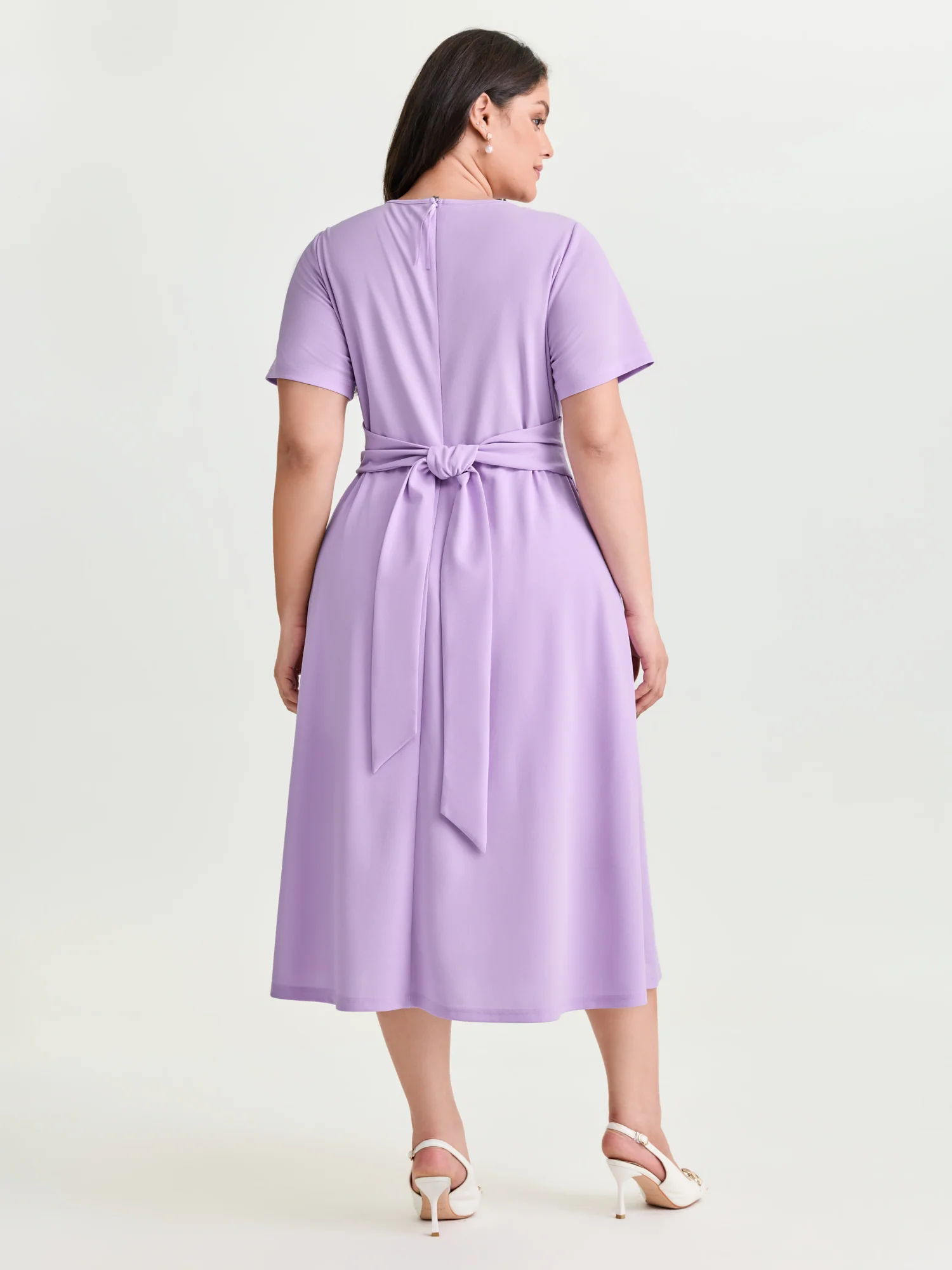 Stretchy Keyhole Neckline Fit And Flare Midi Dress - Image 5