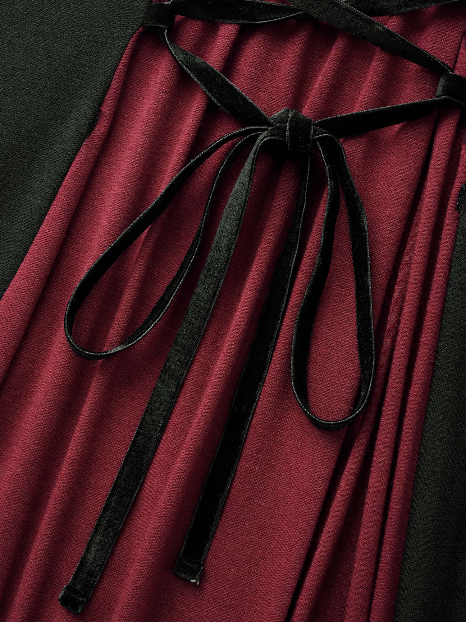 Stretchy Knit Adjustable Tie Frill Trim Midi Dress - Image 5