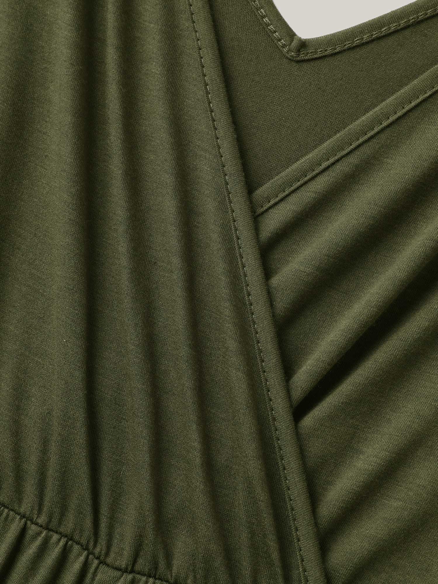 Stretchy Knit Pockets Cross Back Jumpsuit - Image 6