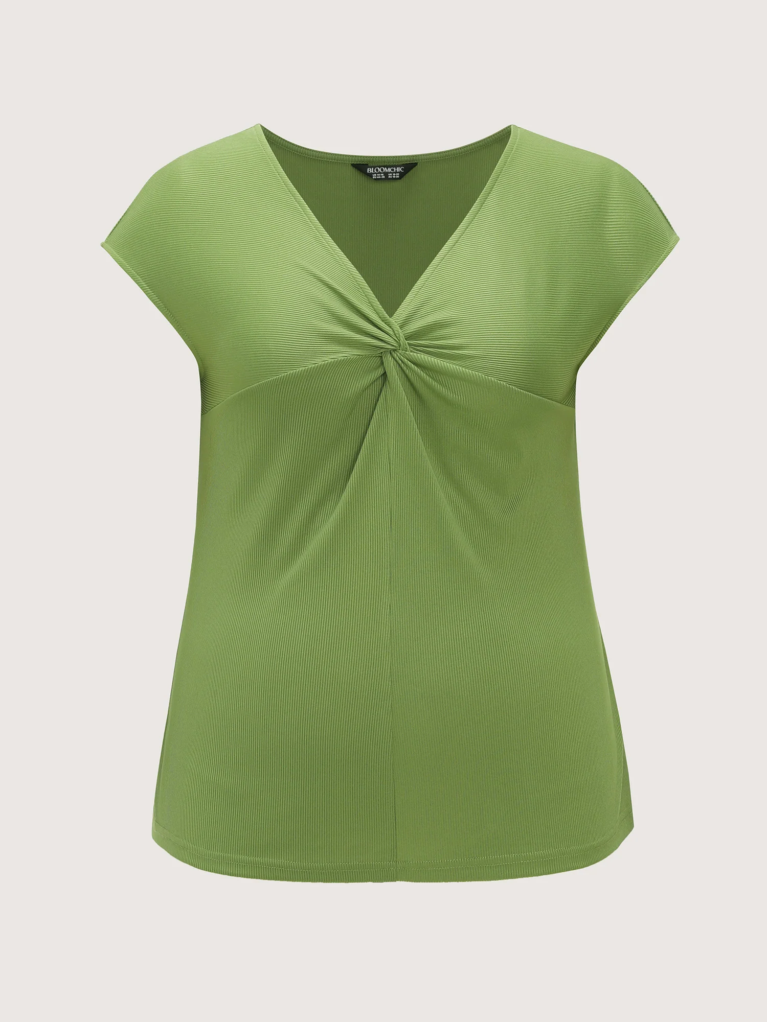 Stretchy Knotted Front Plain Knit Top - Image 7