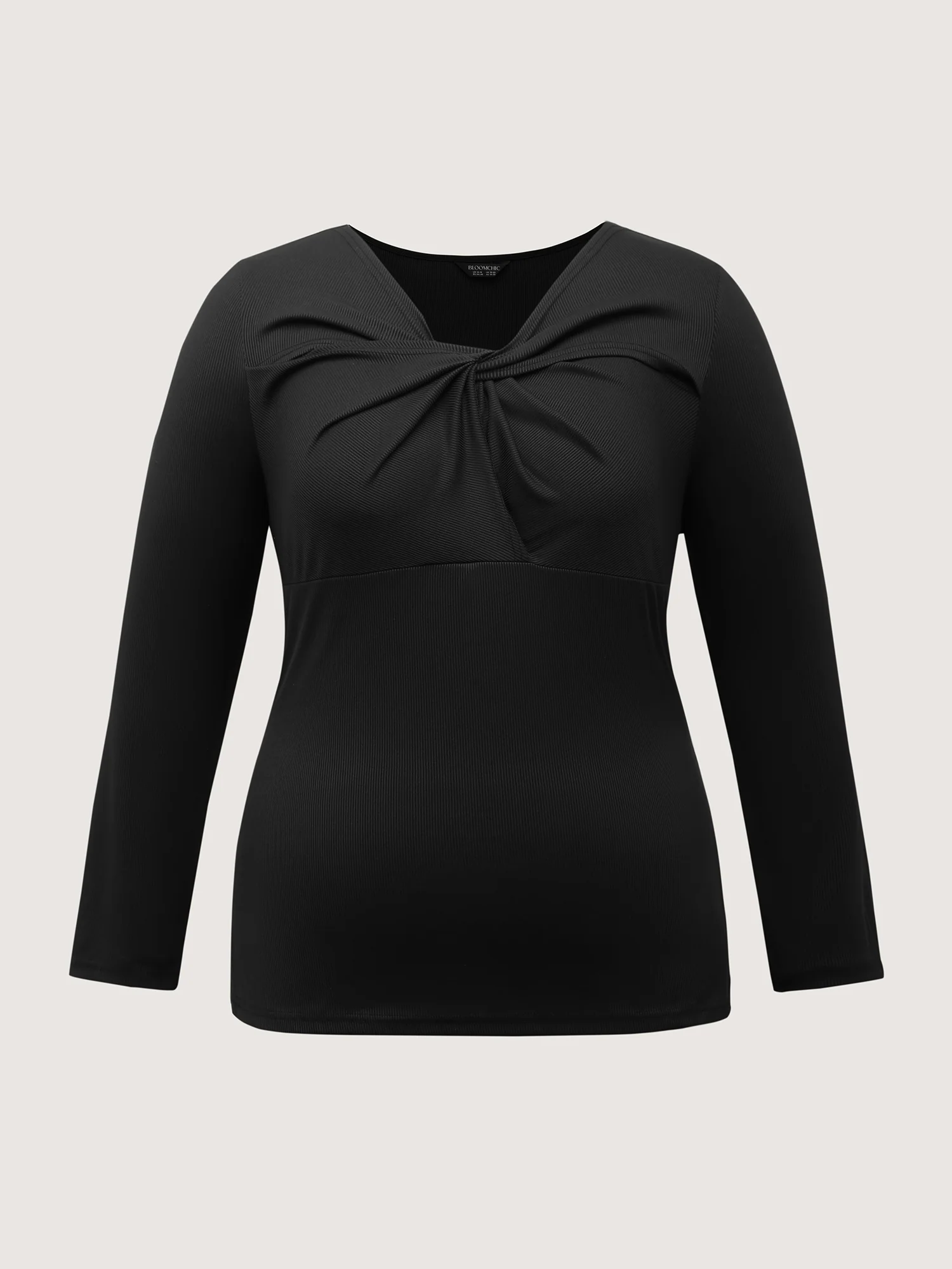 Stretchy Knotted Neckline Cozy Knit Top - Image 7