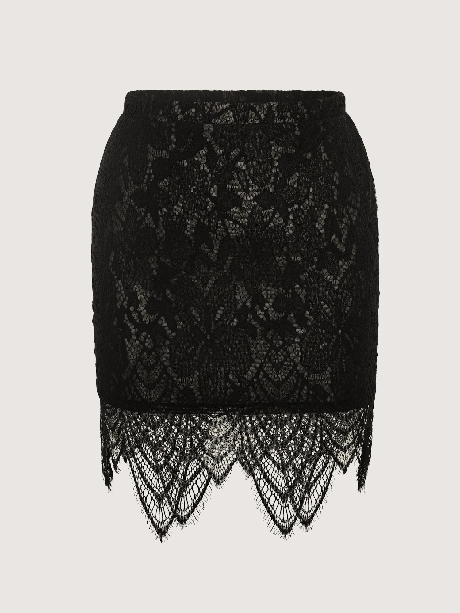 Stretchy Lace Sheer Fitted Midi Skirt - Image 5