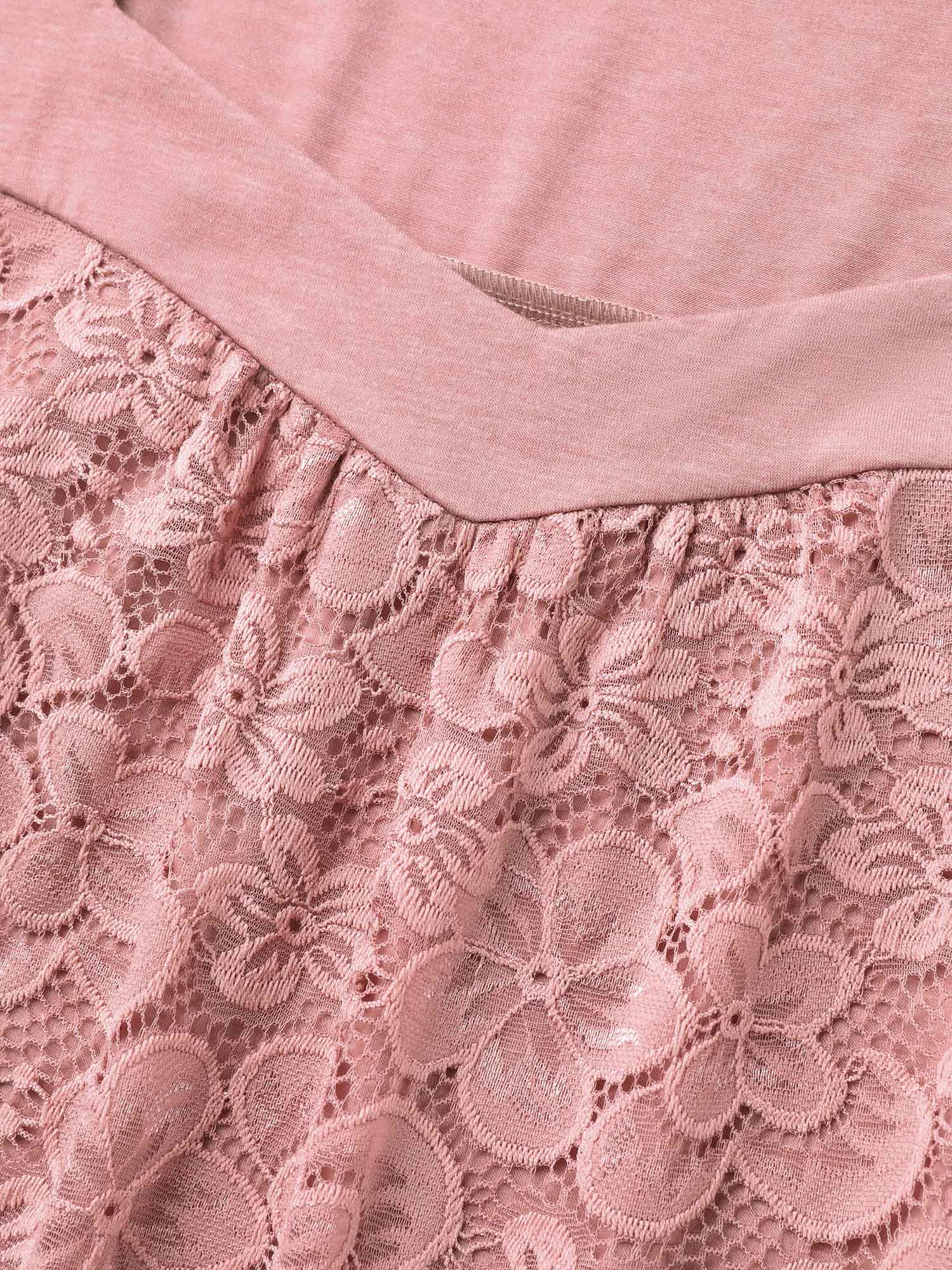 Stretchy Lace Spliced Sweetheart Plain Top - Image 5