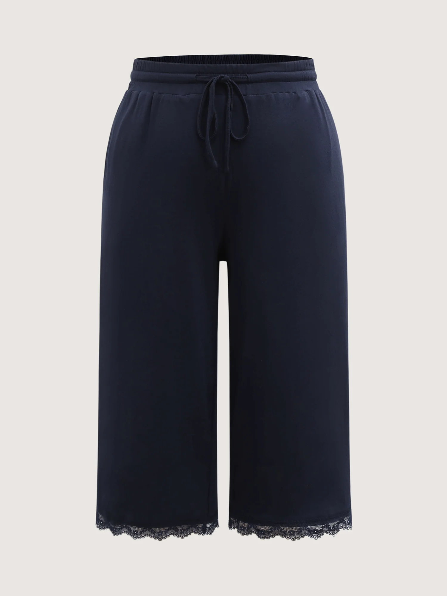 Stretchy Lace Trim Drawstring Lounge Pants - Image 8