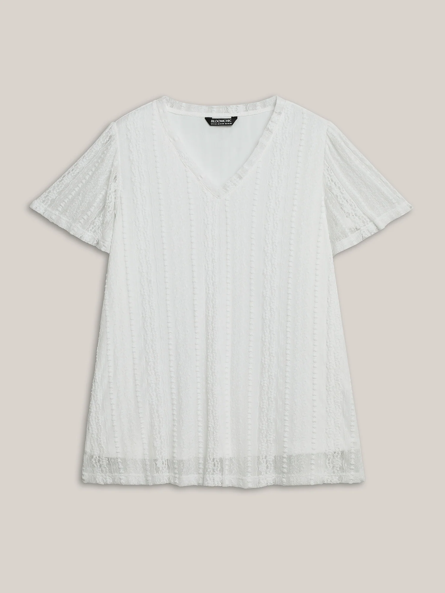 Stretchy Lace V-Neck Knit Top - Image 5