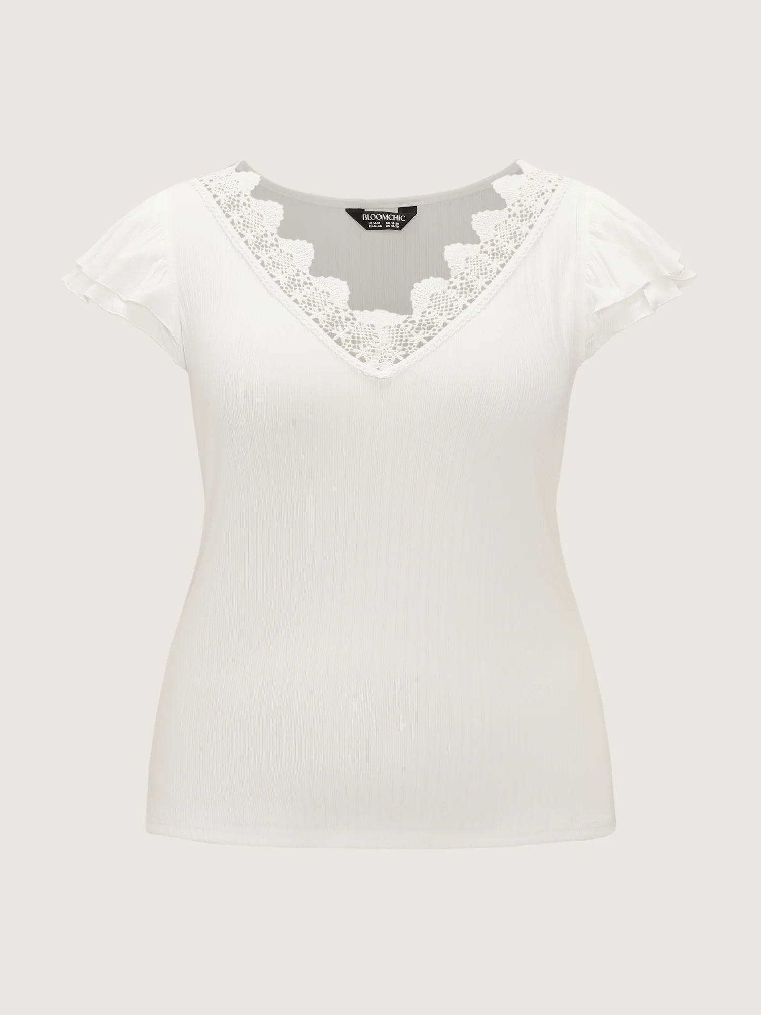 Stretchy Lace V-Neckline T-Shirt - Image 8