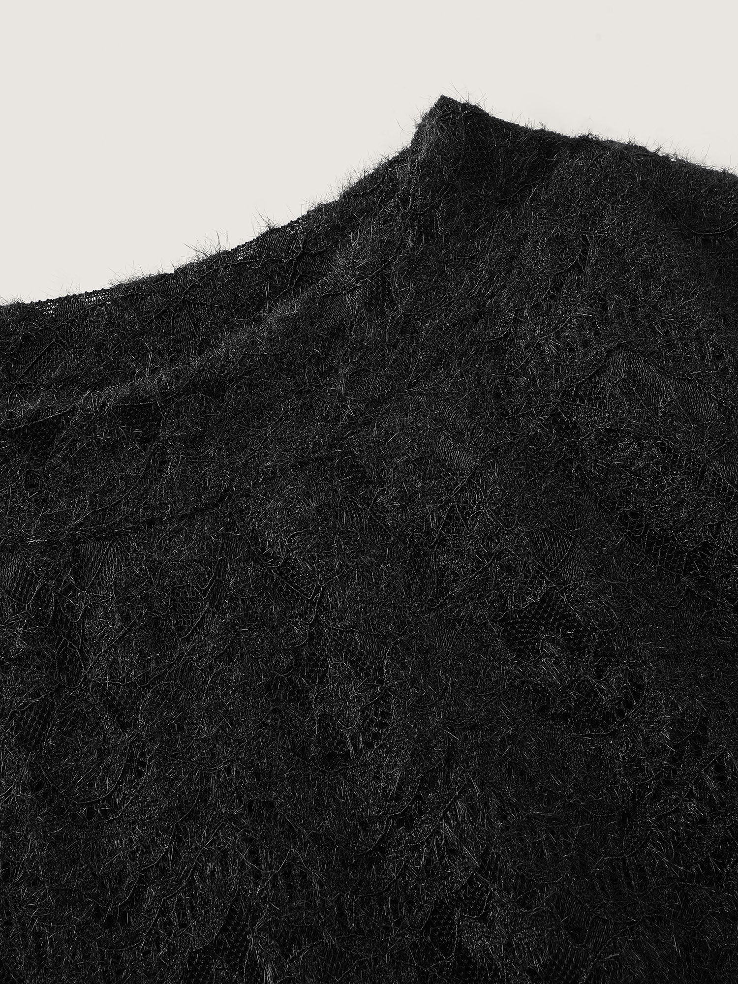 Stretchy Layered Sheer Lace Trim Knit Top - Image 6