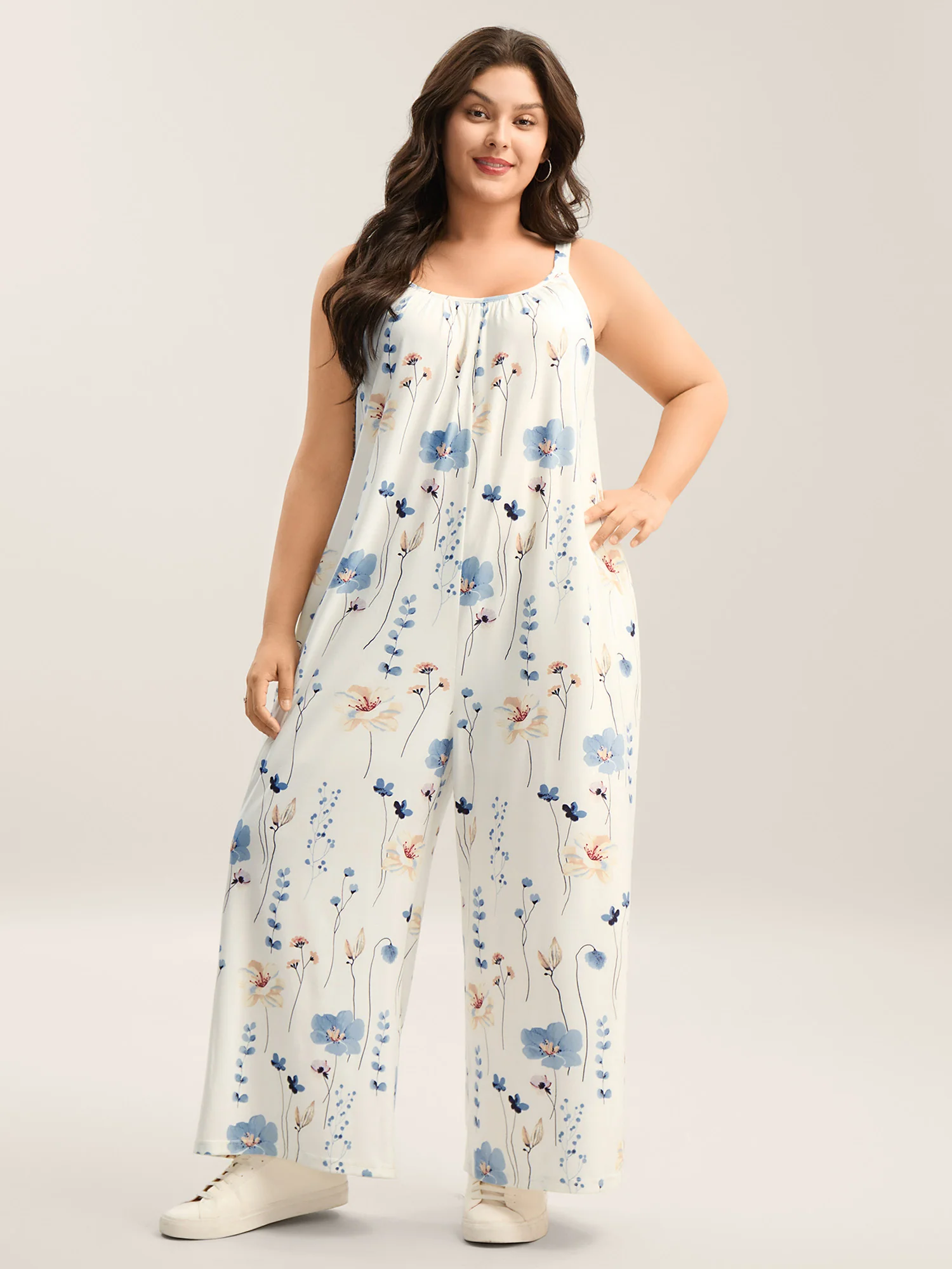Stretchy Lined Floral Print Cami Jumpsuit - Image 3