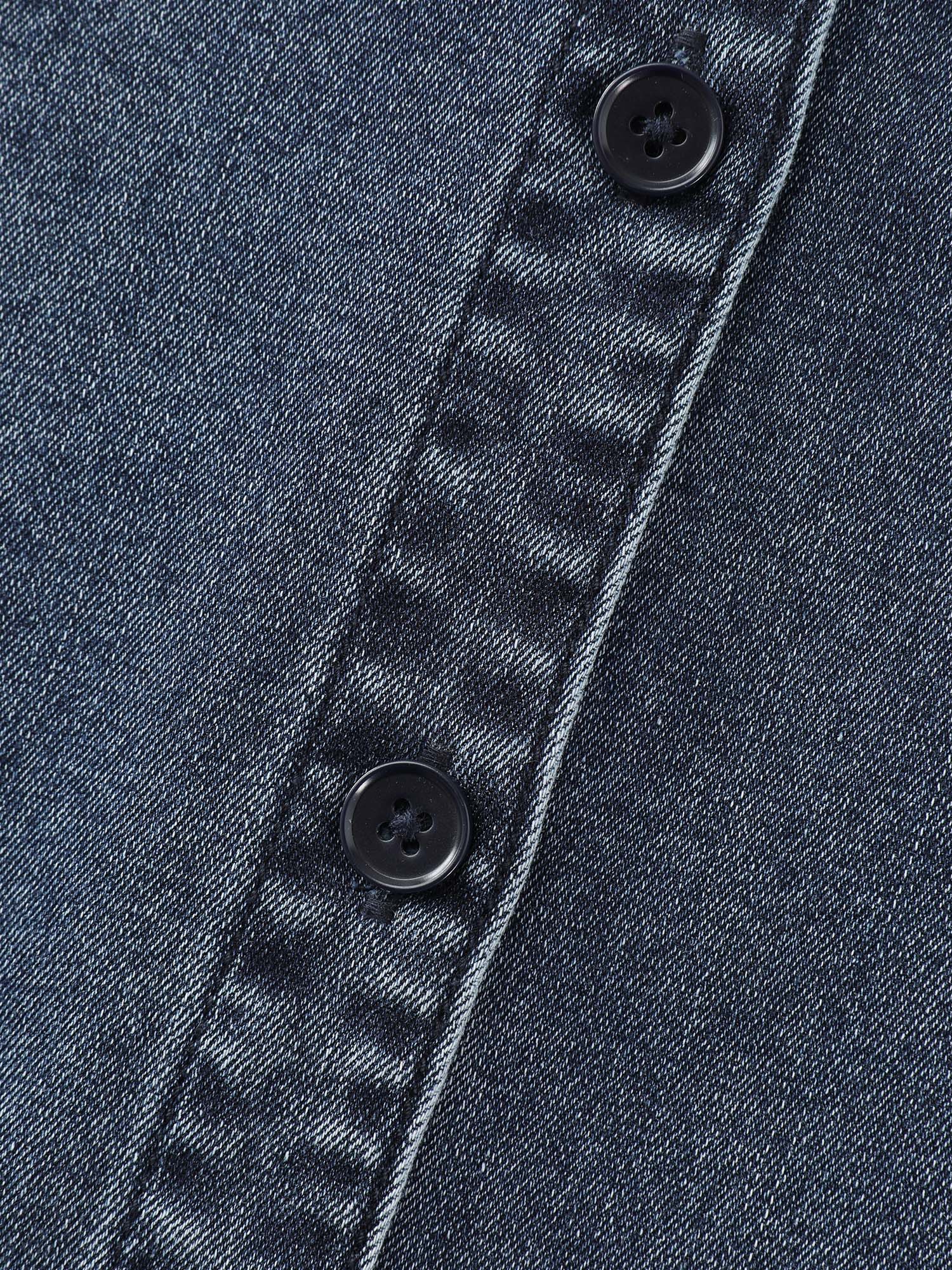 Stretchy Lotus Leaf Sleeve Denim Top - Image 7