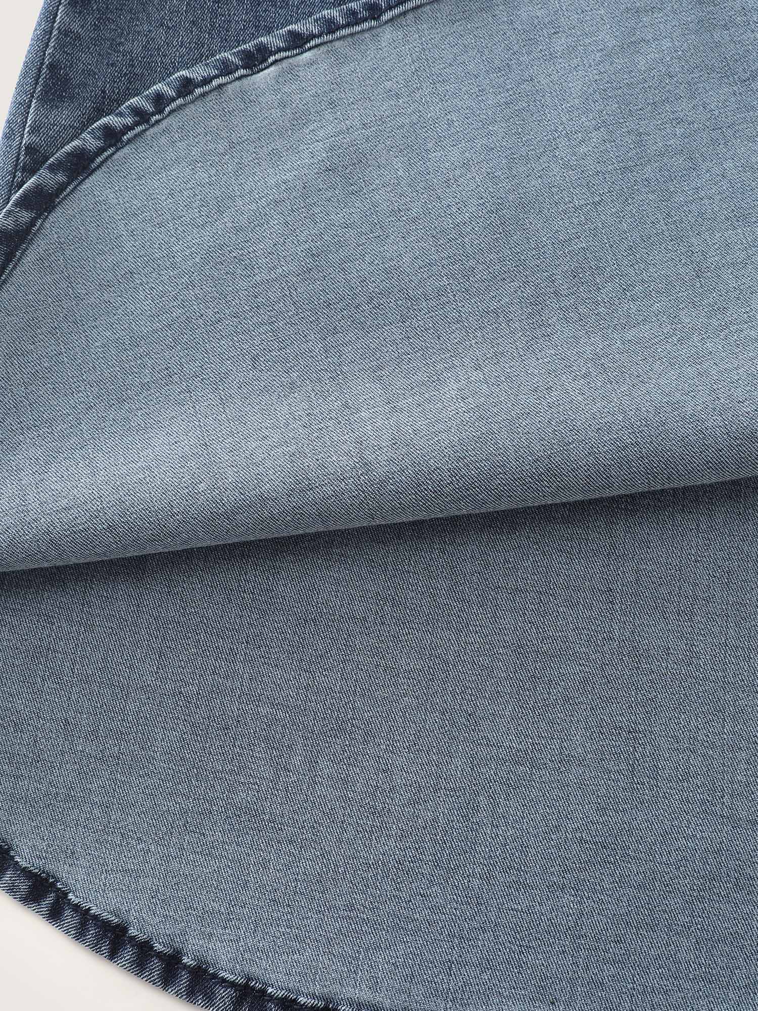 Stretchy Lotus Leaf Sleeve Denim Top - Image 8