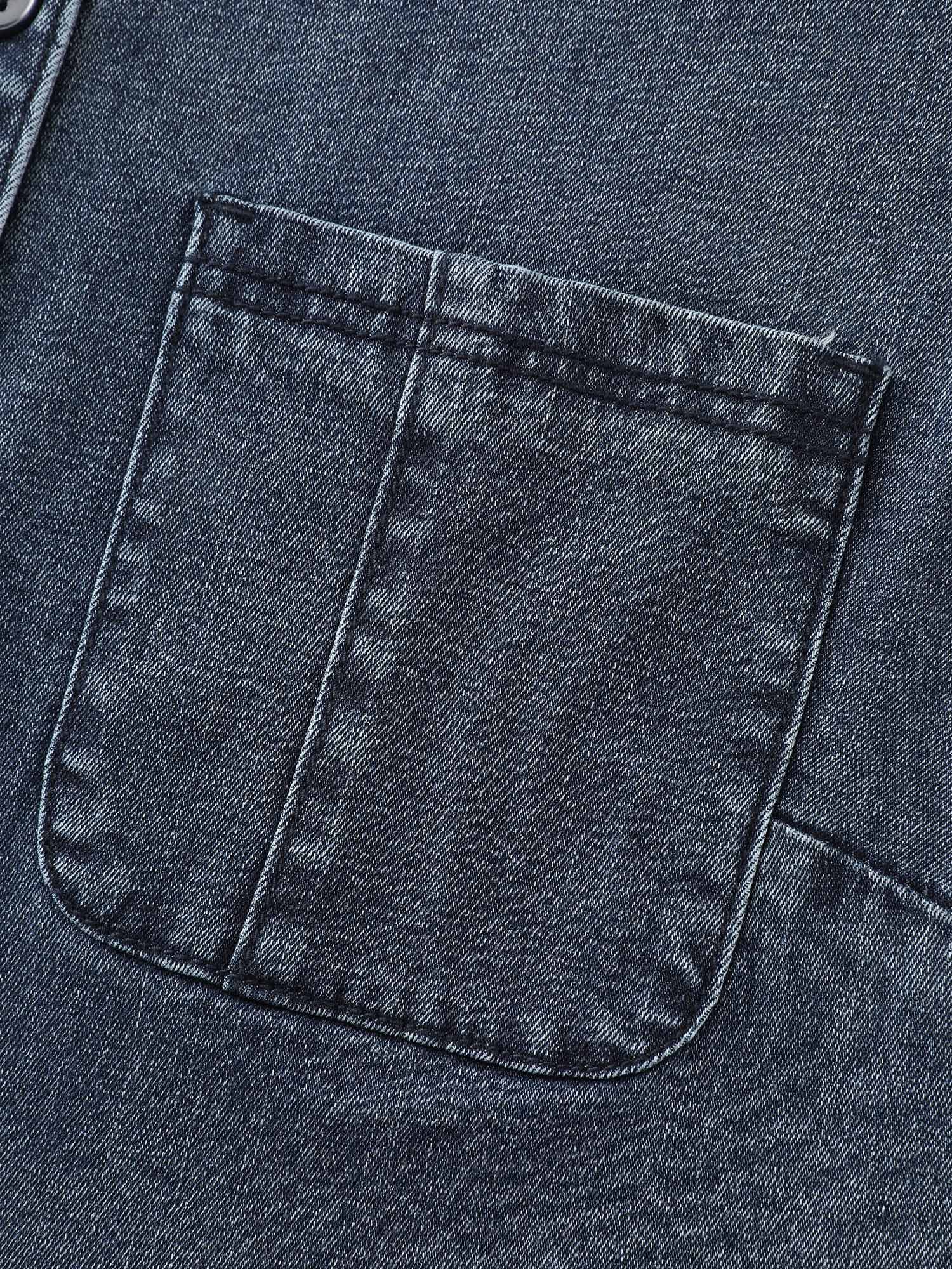Stretchy Lotus Leaf Sleeve Denim Top - Image 9