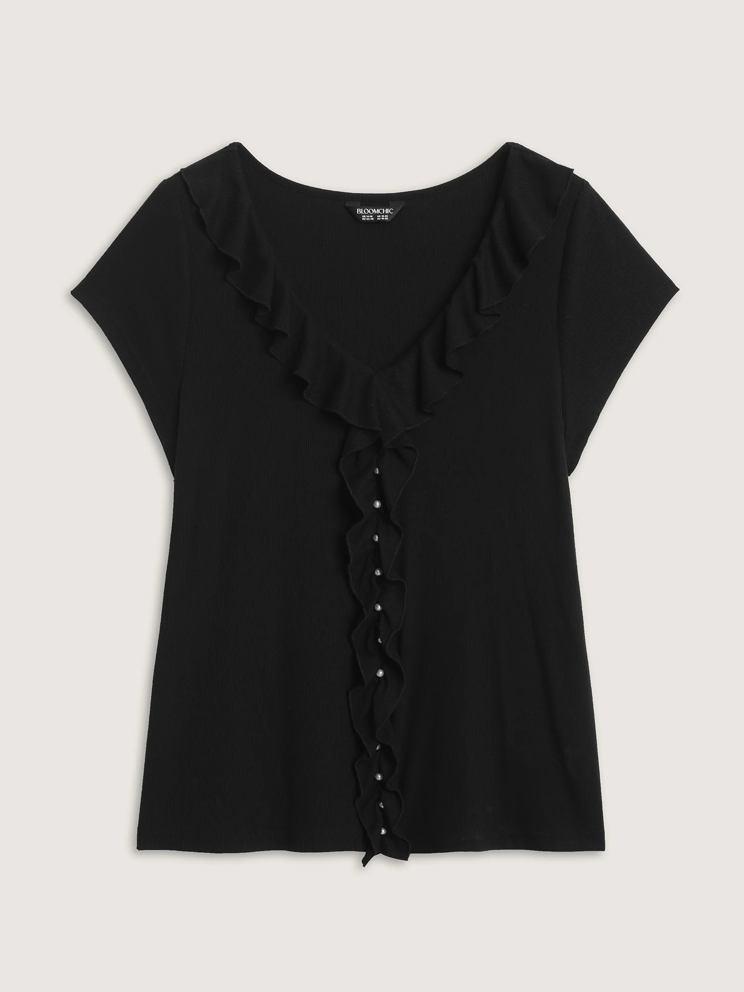 Stretchy Lotus Leaf Strip Knit Top - Image 6