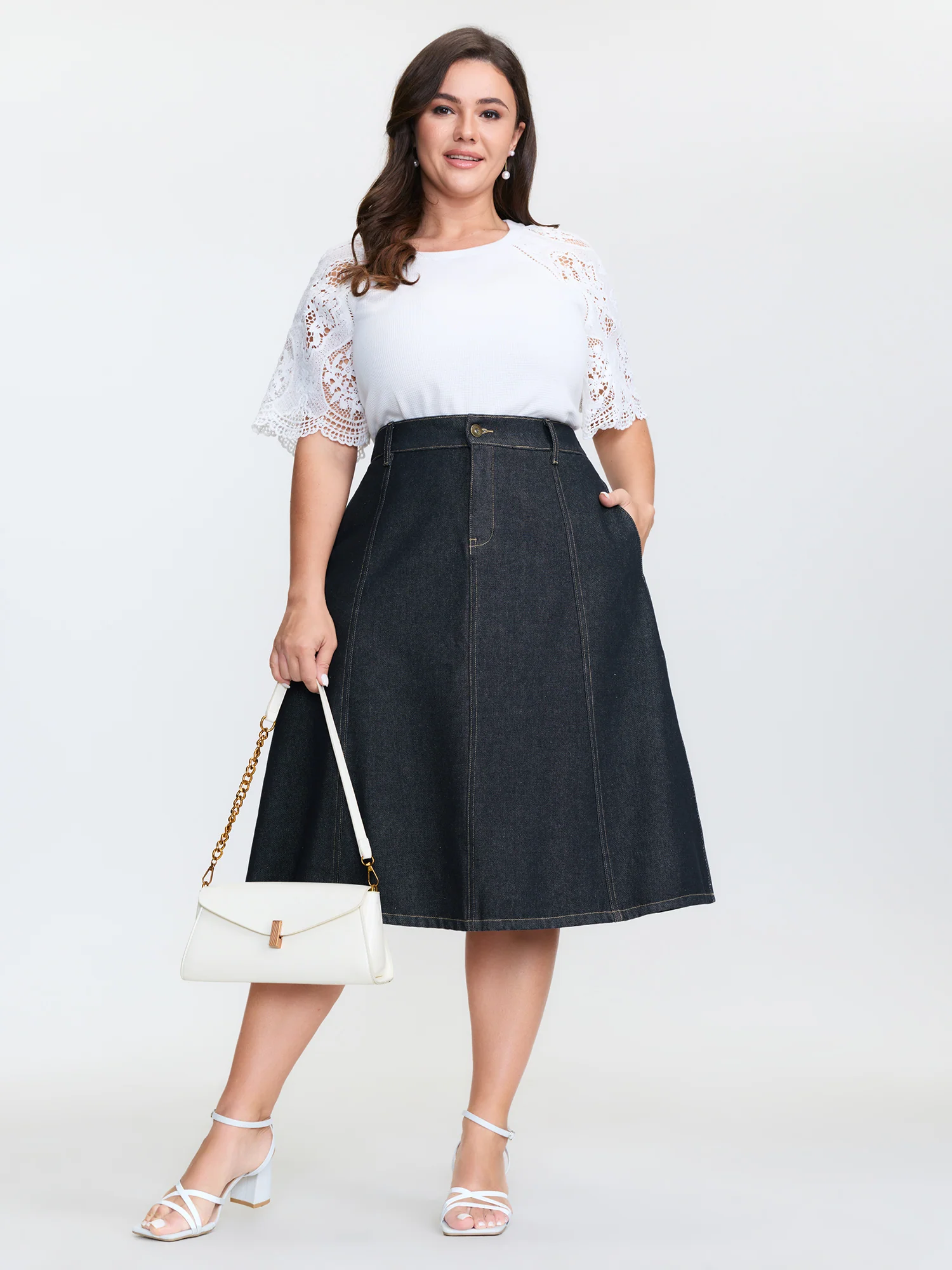 Stretchy Maxi Denim Skirt - Image 2