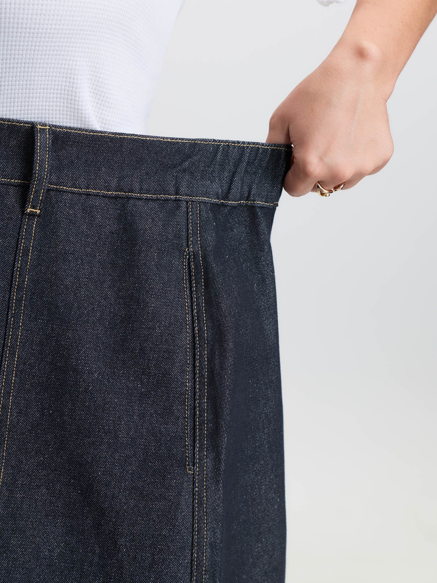 Stretchy Maxi Denim Skirt - Image 3