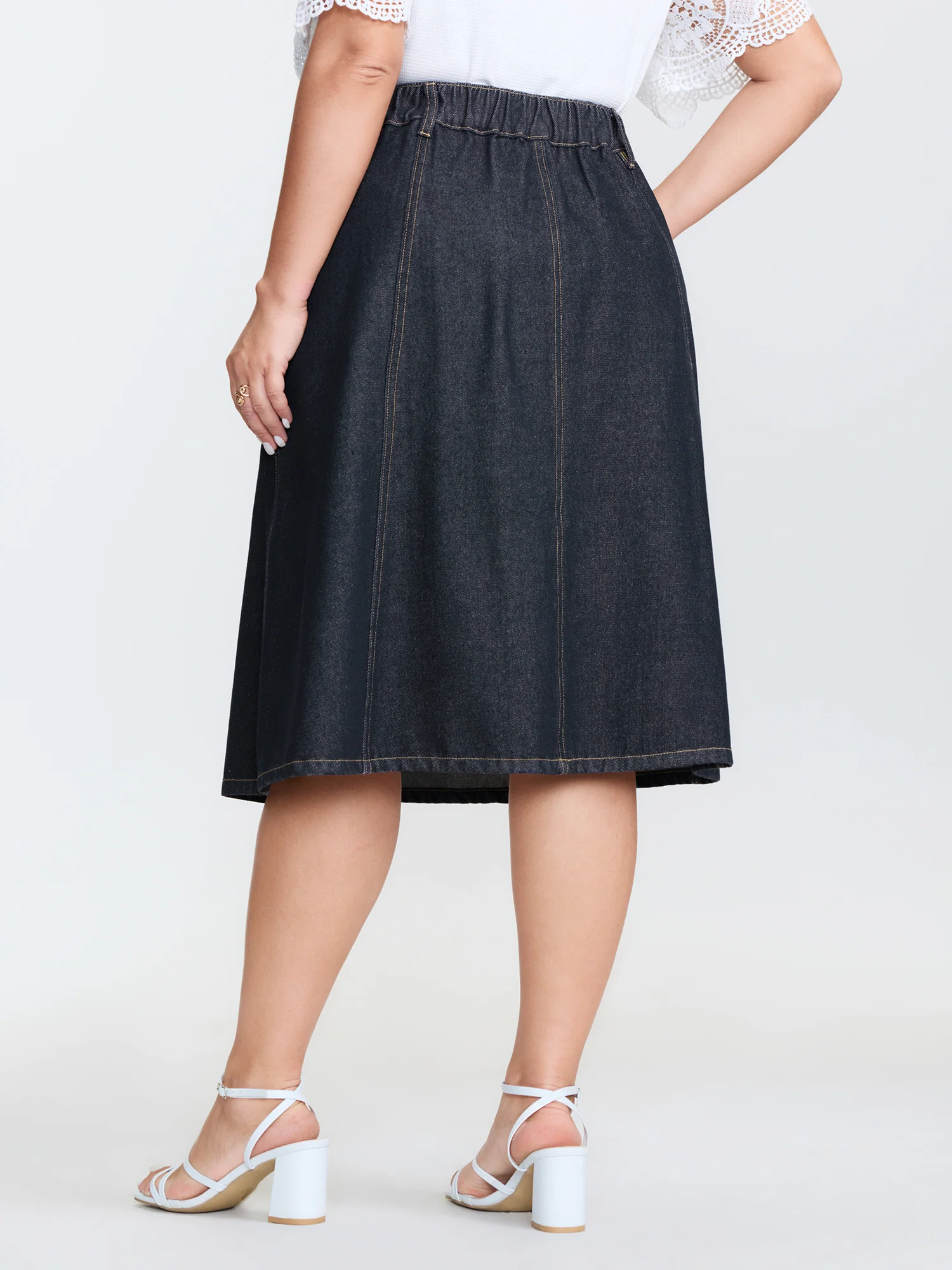 Stretchy Maxi Denim Skirt - Image 5