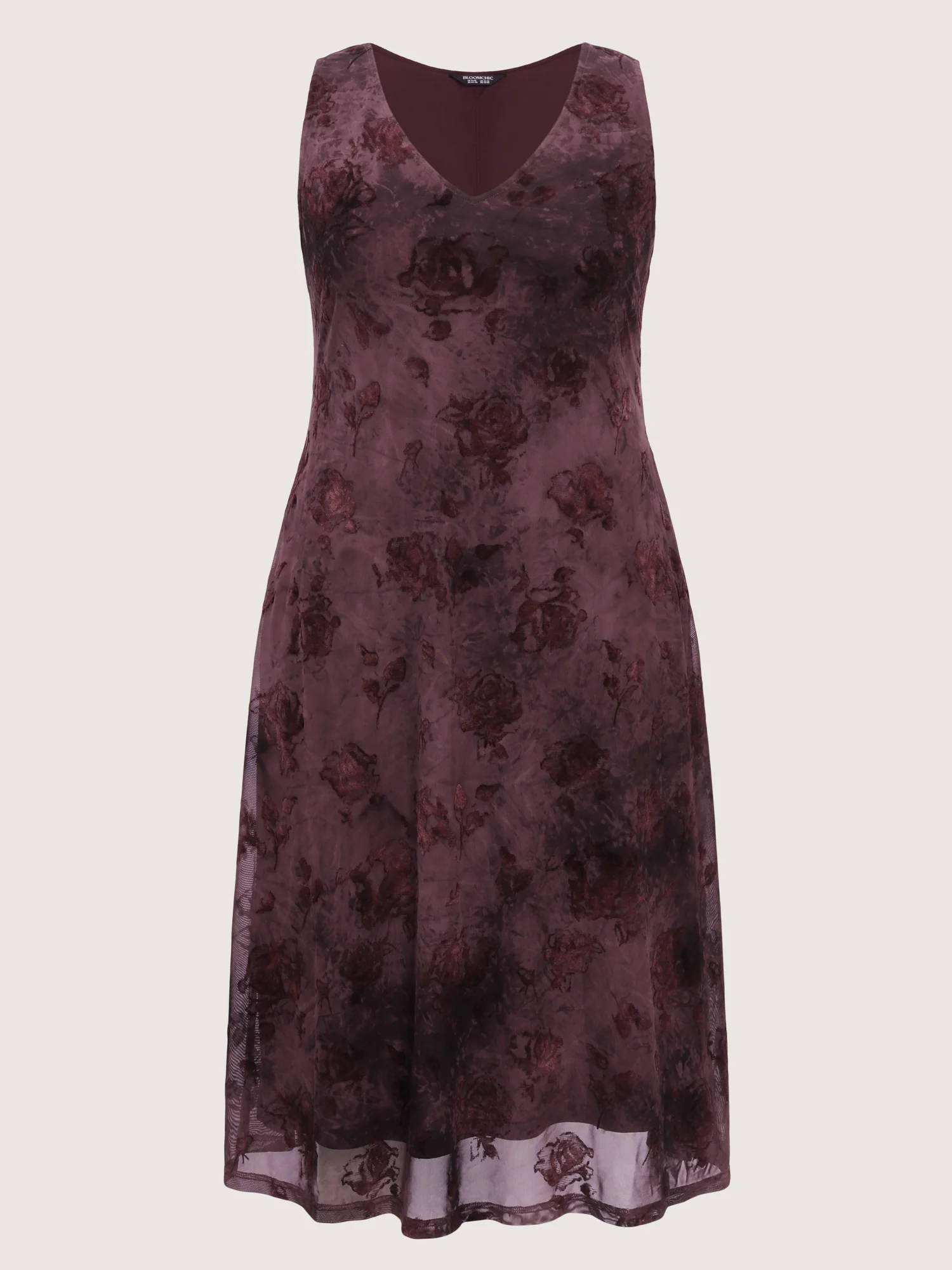Stretchy Mesh Deep V-Neckline Midi Dress - Image 7