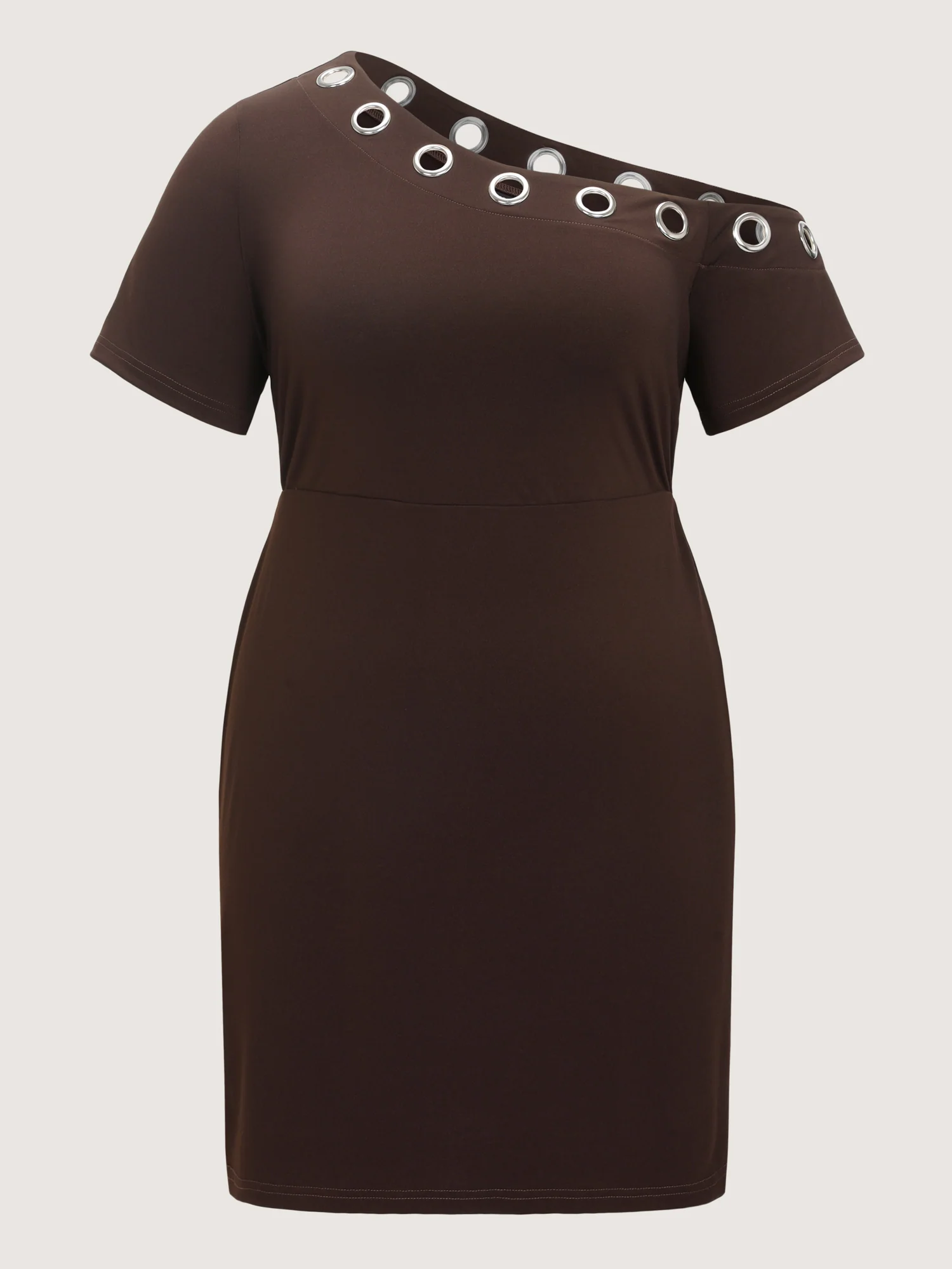 Stretchy Metal Eyelet Detail Bodycon Dress - Image 4
