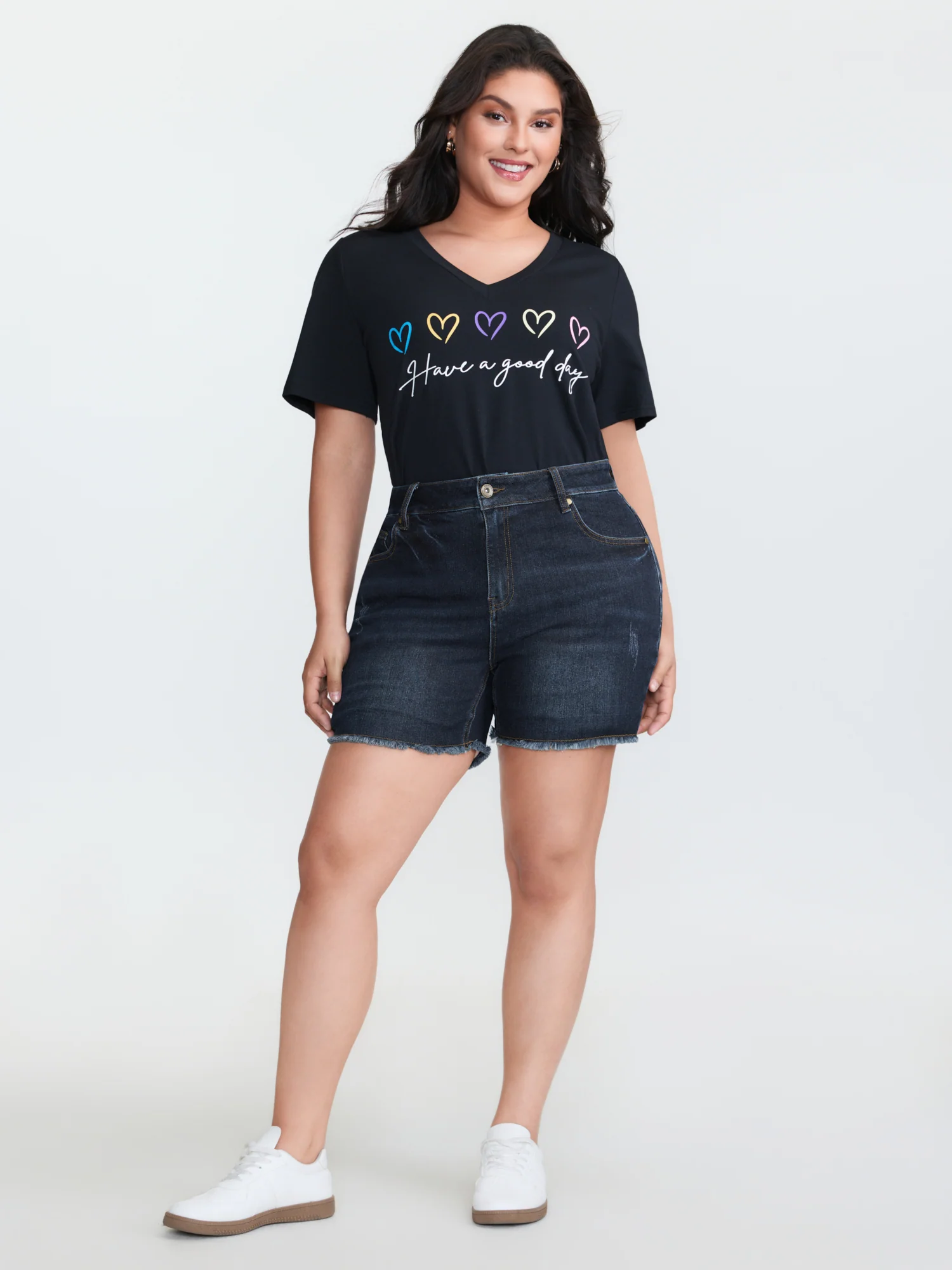 Stretchy Mid-Rise Denim Shorts - Image 2