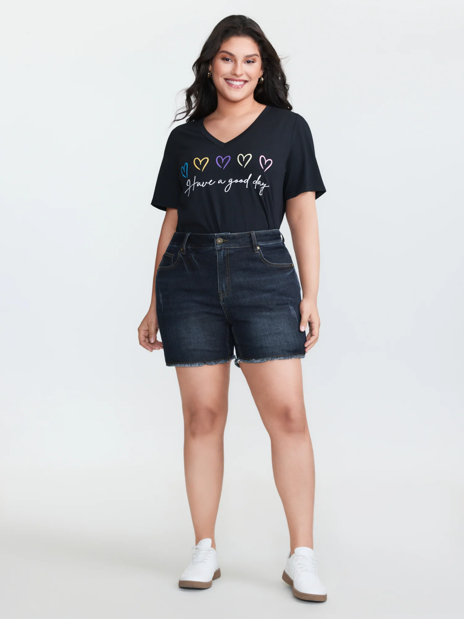 Stretchy Mid-Rise Denim Shorts - Image 3