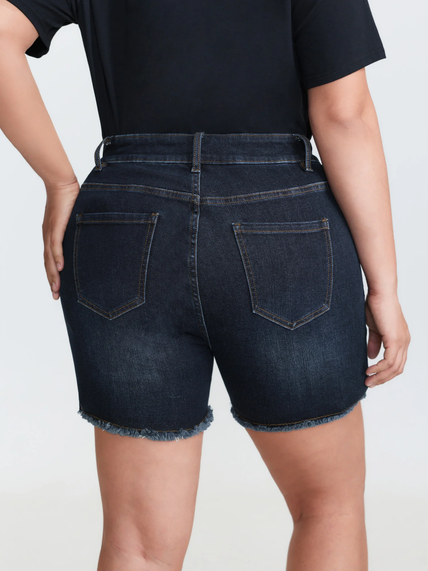 Stretchy Mid-Rise Denim Shorts - Image 5