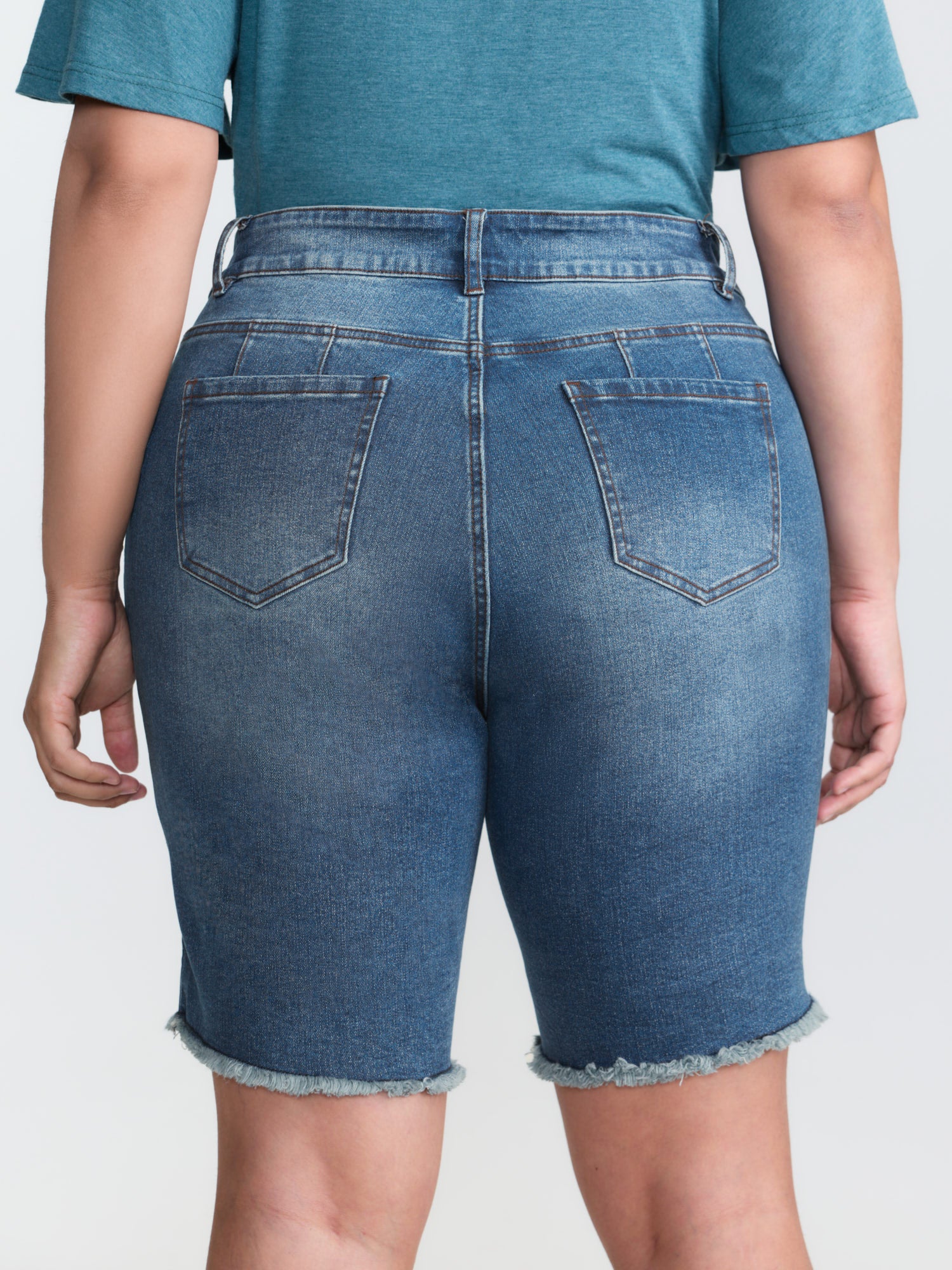 Stretchy Mid-Rise Denim Shorts - Image 5