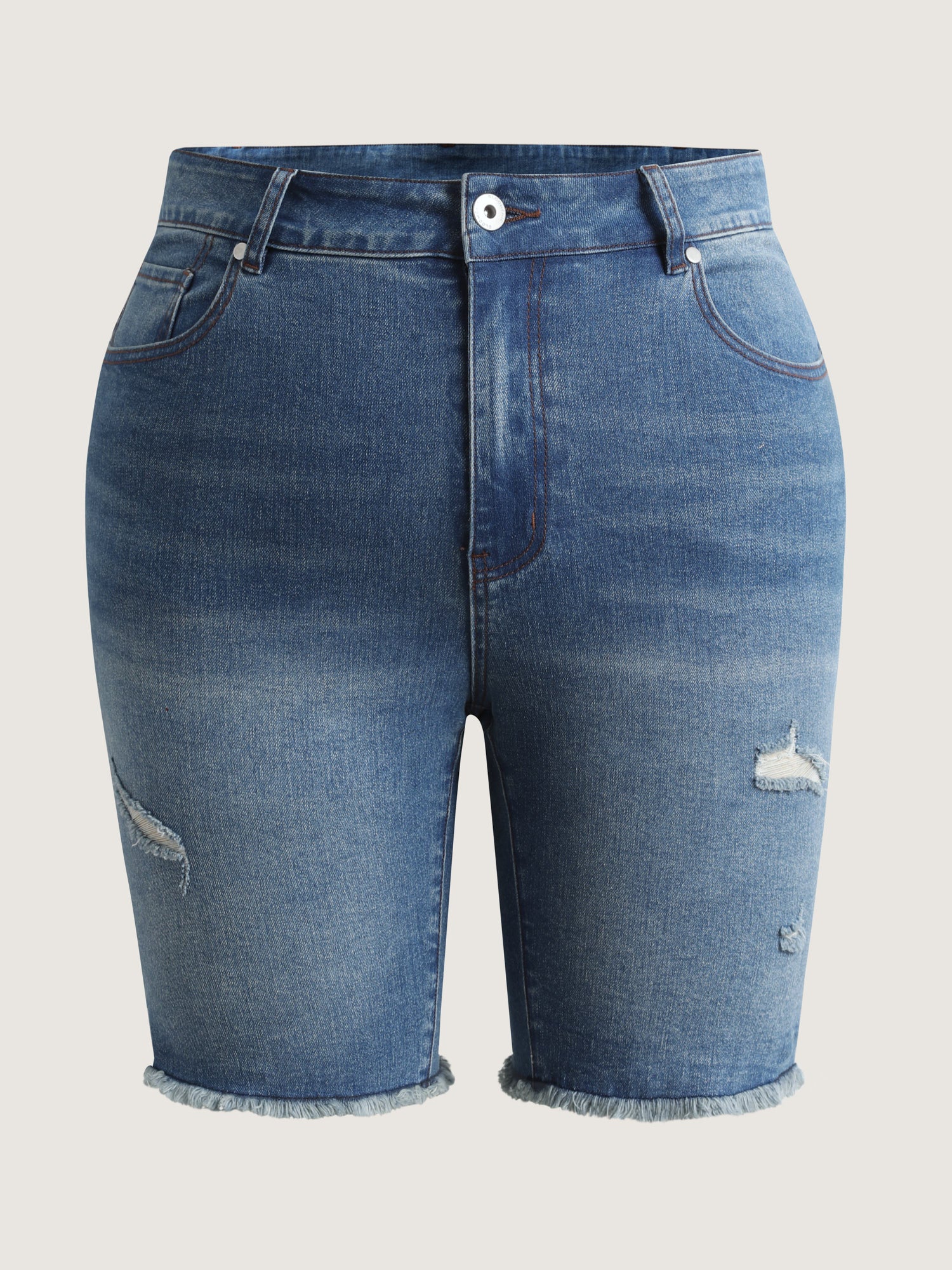 Stretchy Mid-Rise Denim Shorts - Image 8