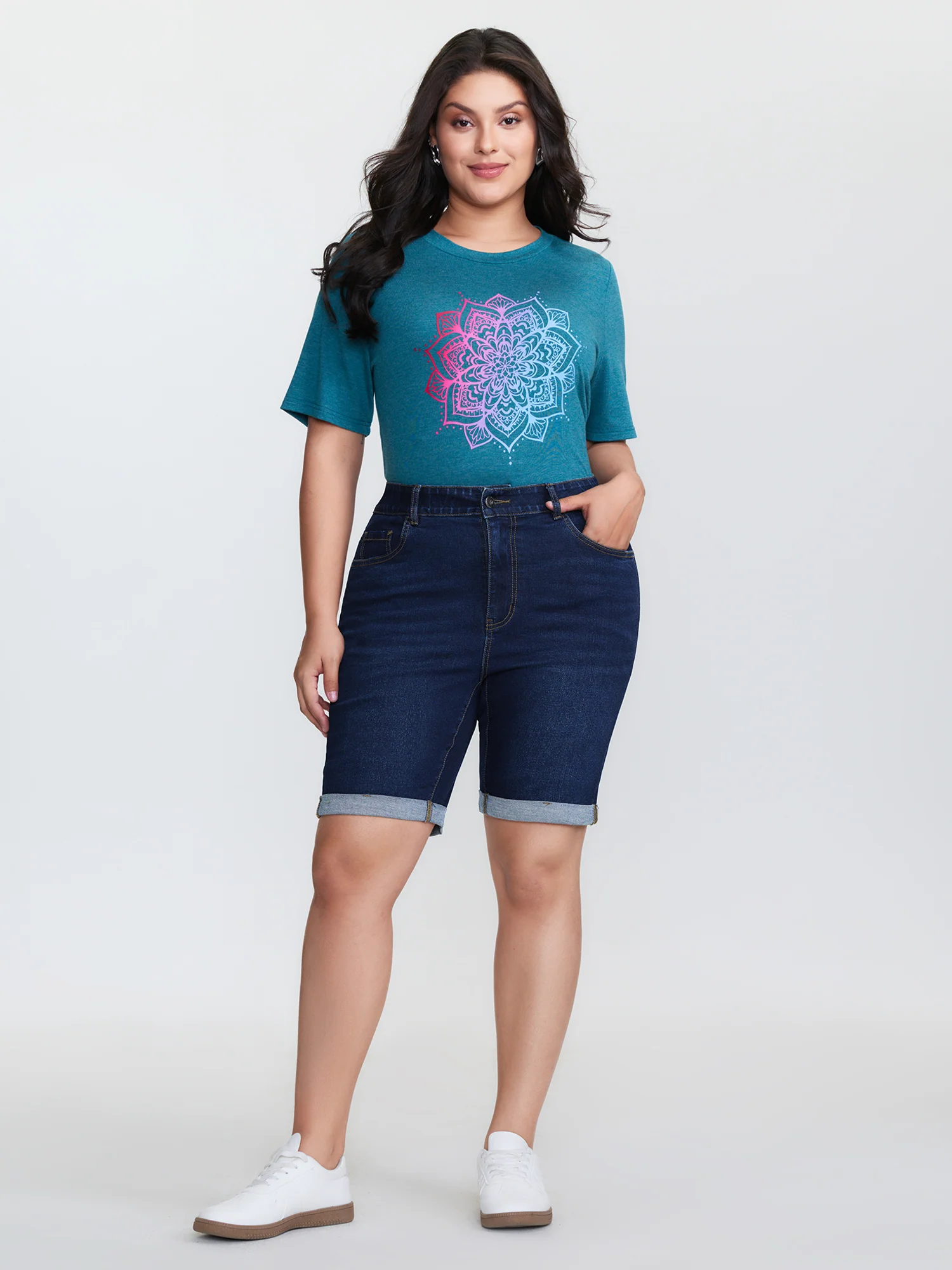 Stretchy Mid-Rise Skinny-Fit Denim Shorts - Image 2