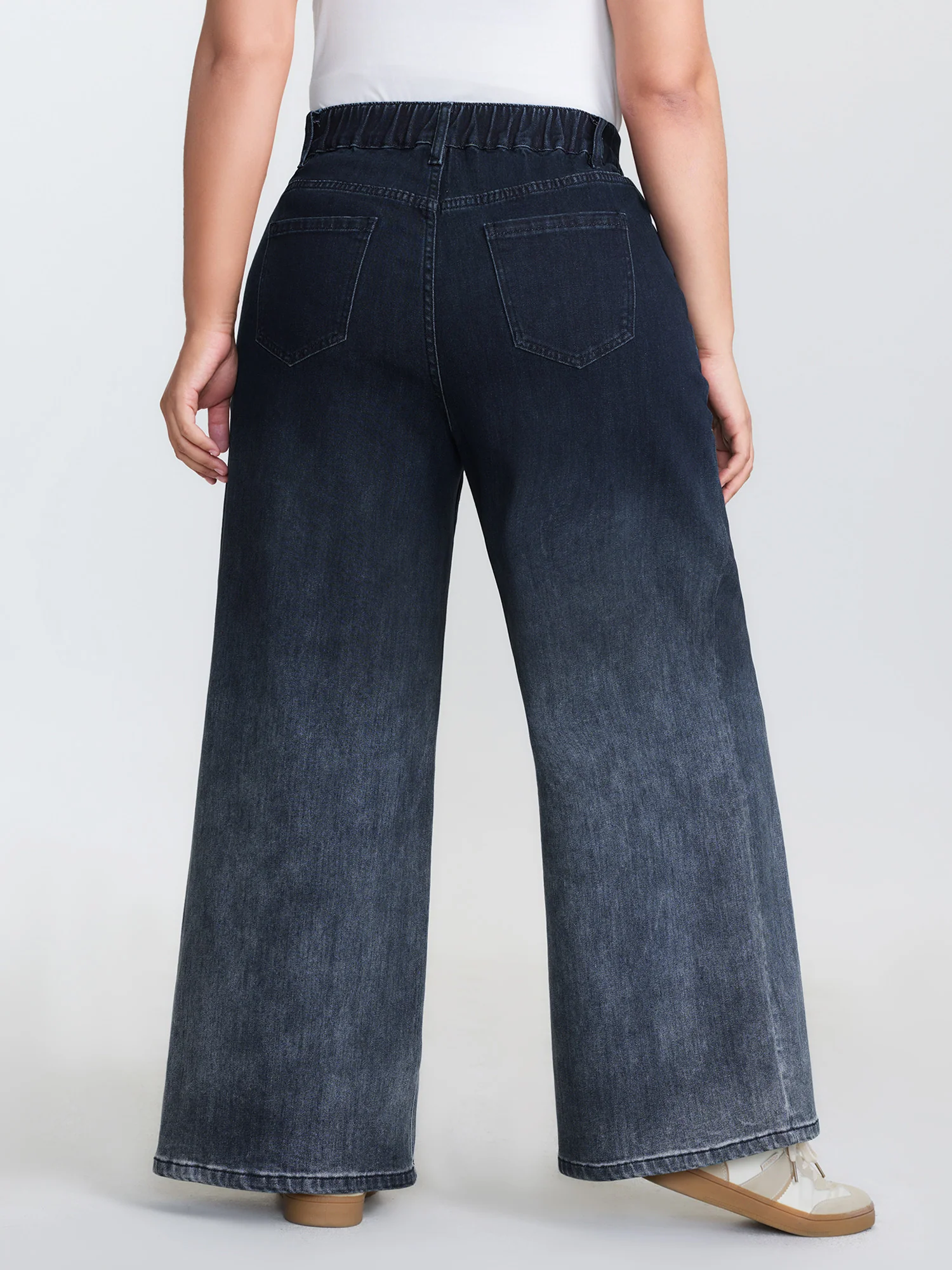 Stretchy Mid Rise Wide Leg Jeans - Image 6