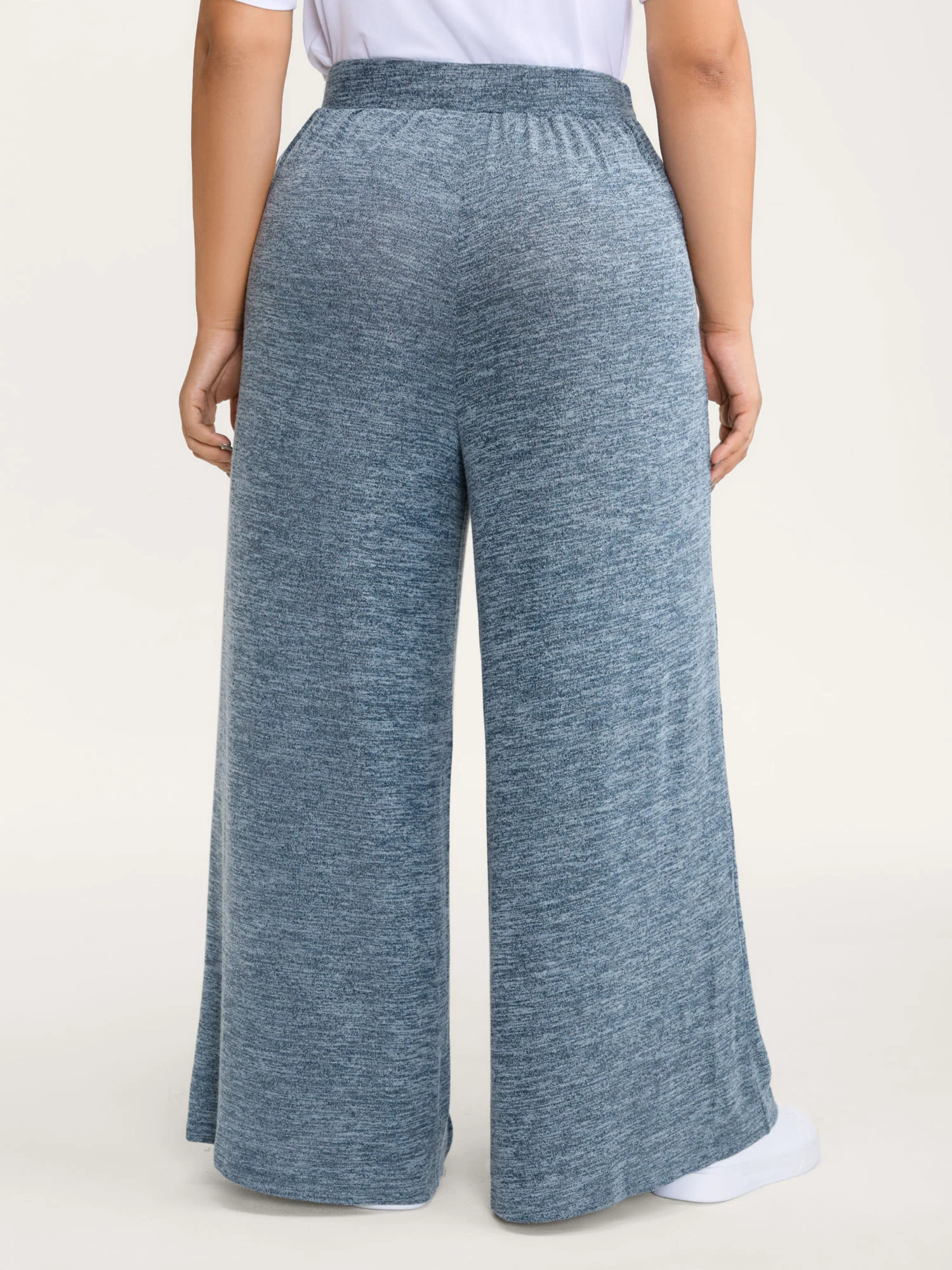Stretchy Mixed-Color Belted Wide-Leg Pants - Image 12