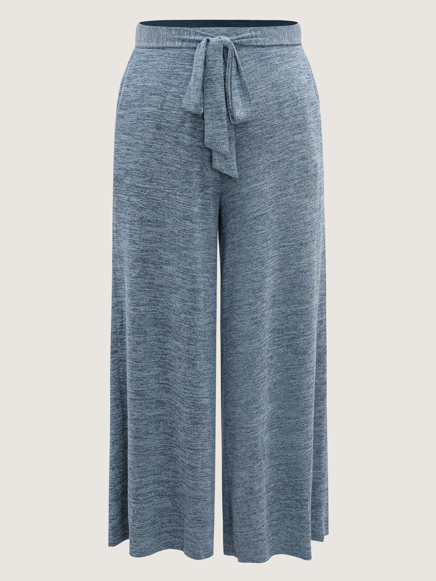 Stretchy Mixed-Color Belted Wide-Leg Pants - Image 15