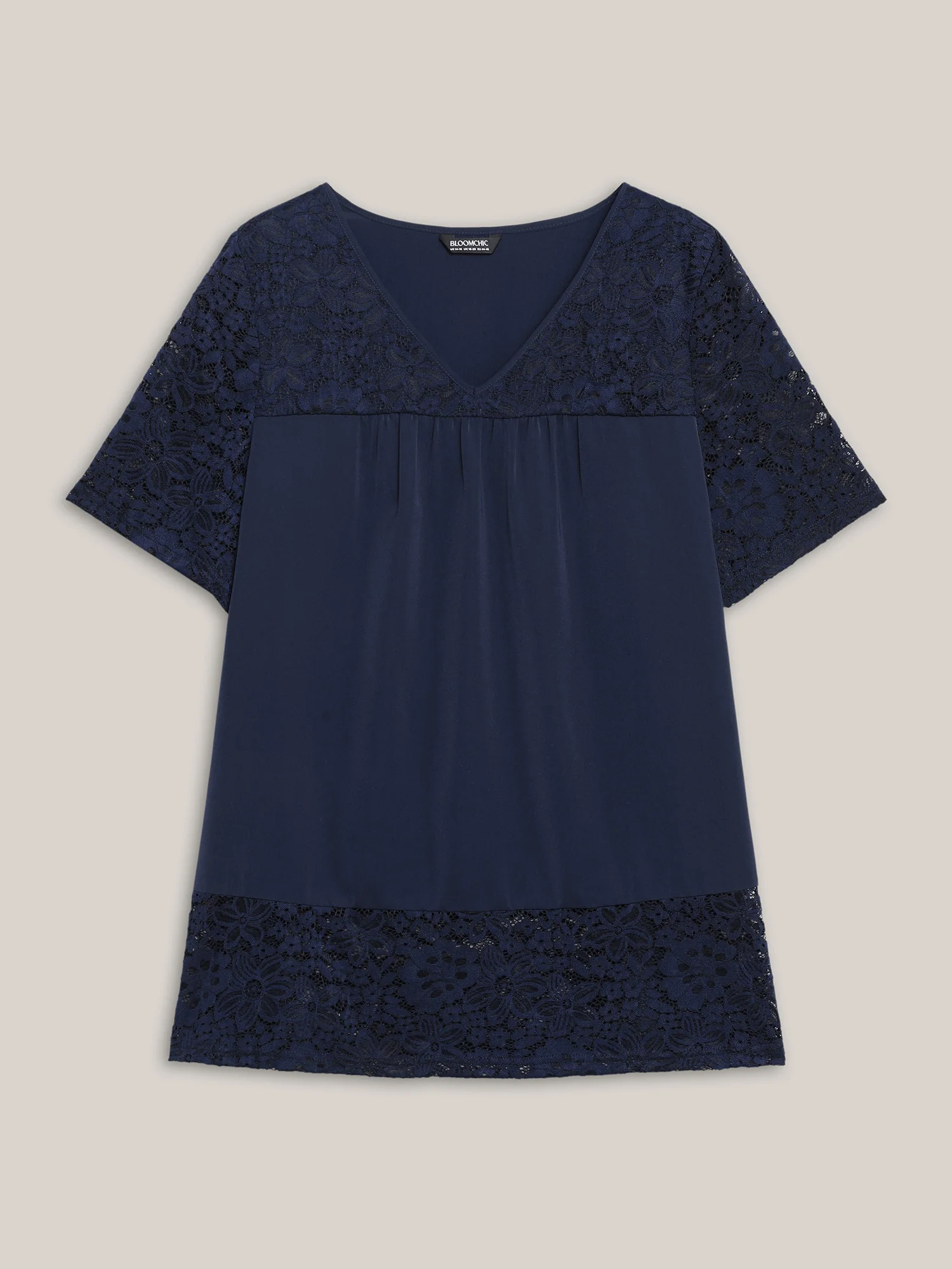 Stretchy Mixed Material Spliced Lace Jersey Top - Image 7