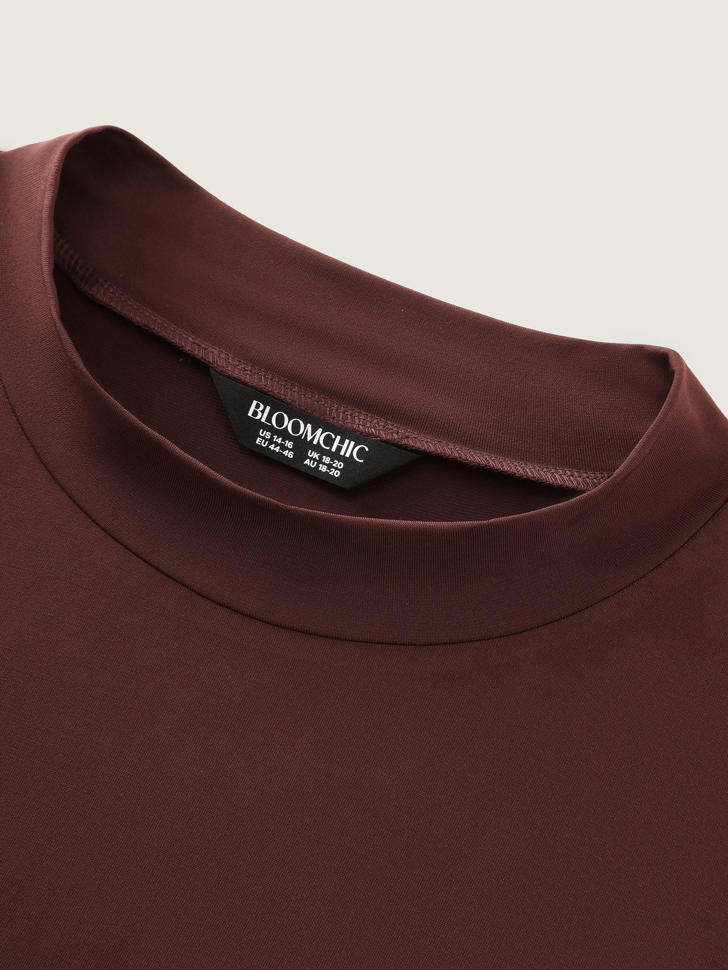 Stretchy Mock Neckline Plain T-Shirt - Image 6
