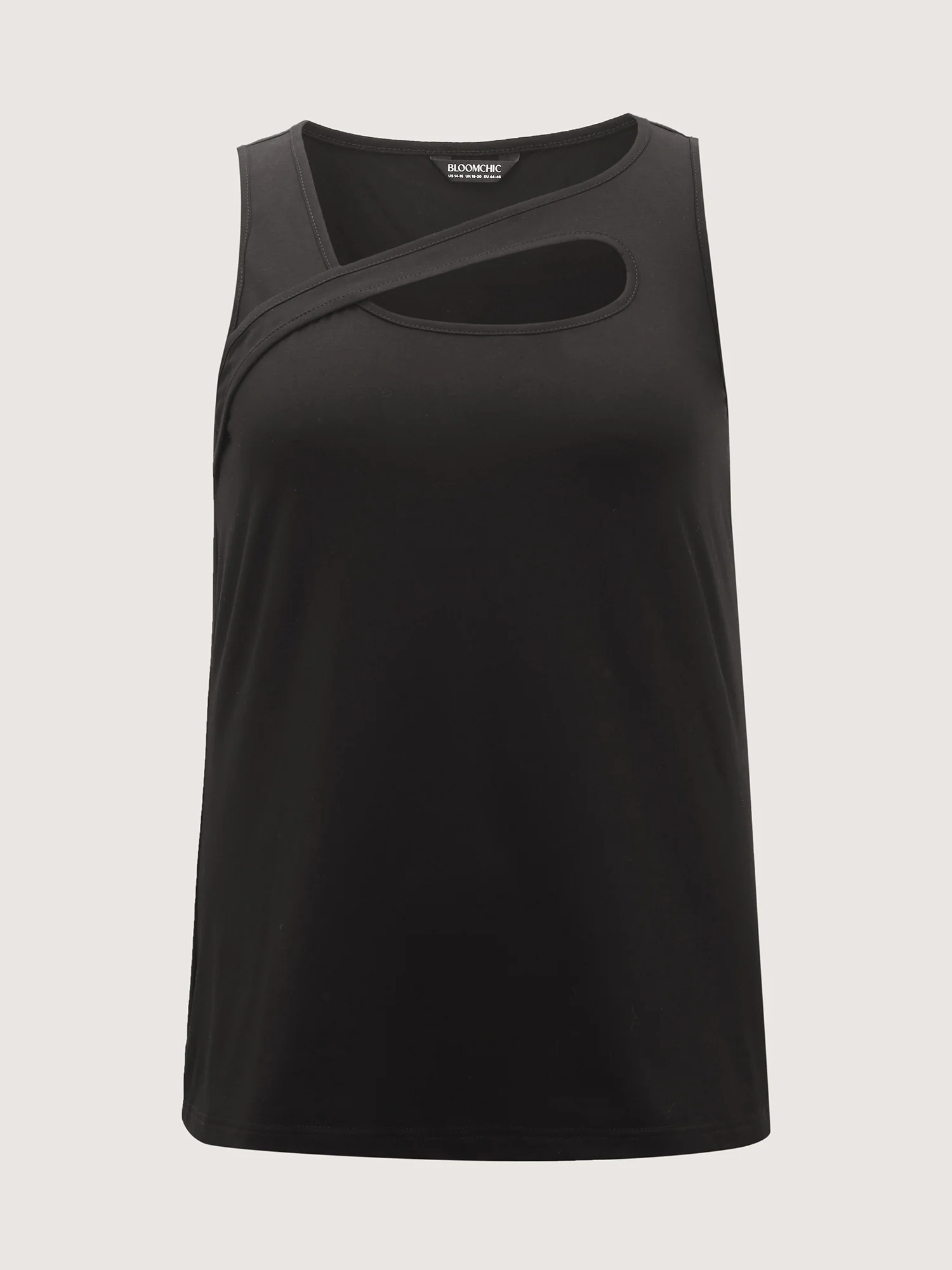 Stretchy Neck Cut-Out Solid Tank Top - Image 6