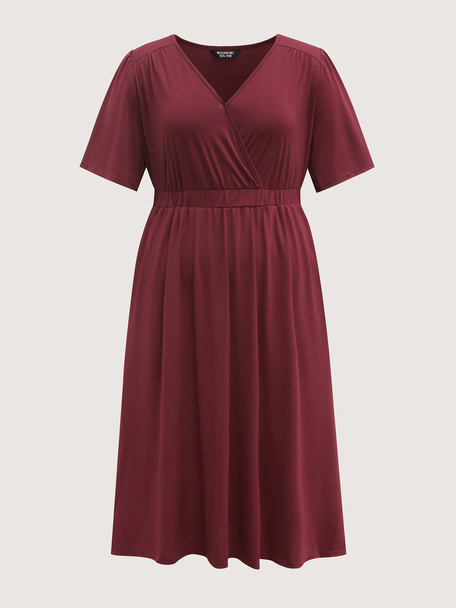 Stretchy Overlap Belted Pockets Midi Dress - Image 7