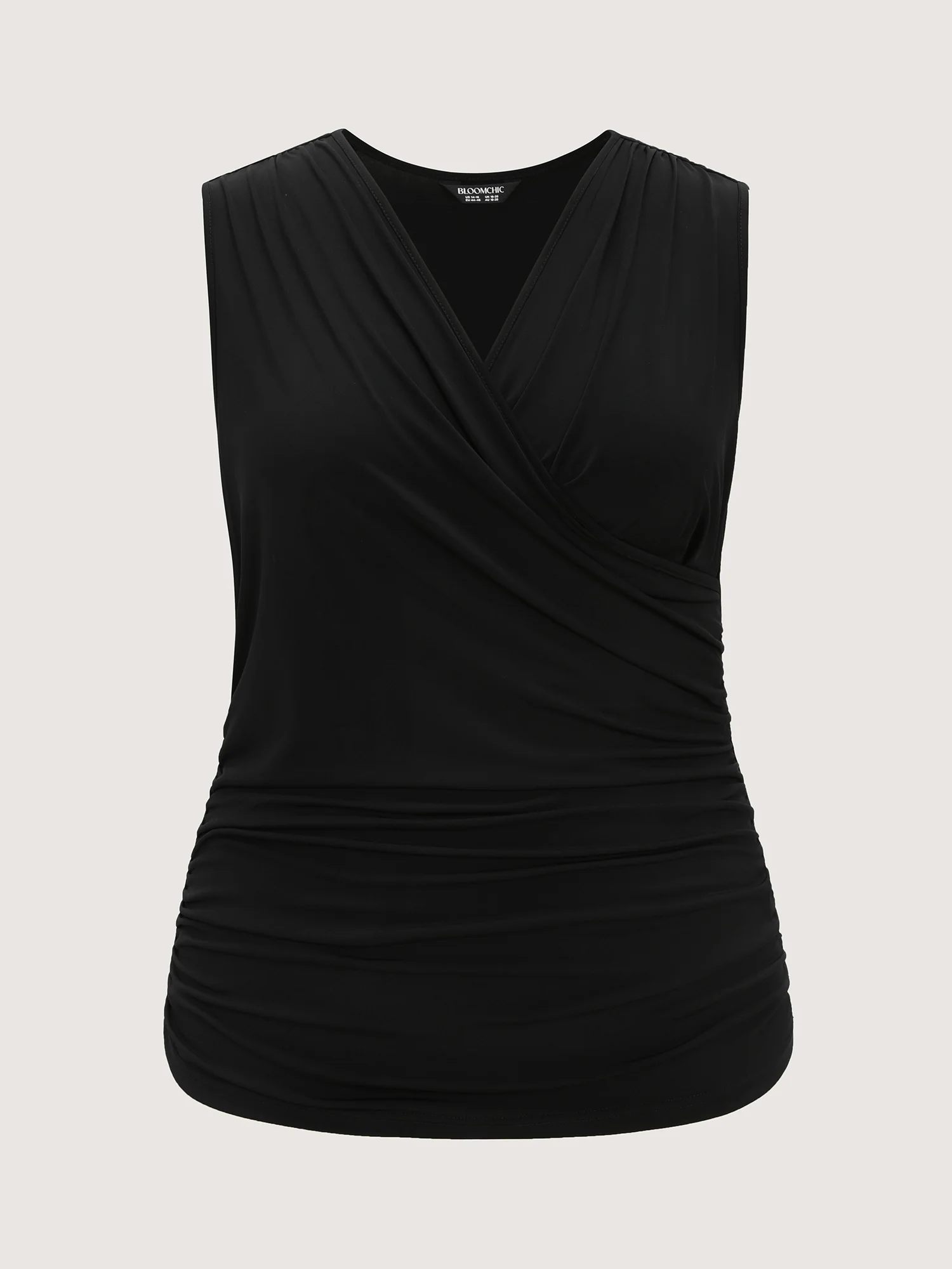 Stretchy Overlap Neckline Solid Tank Top - Image 8
